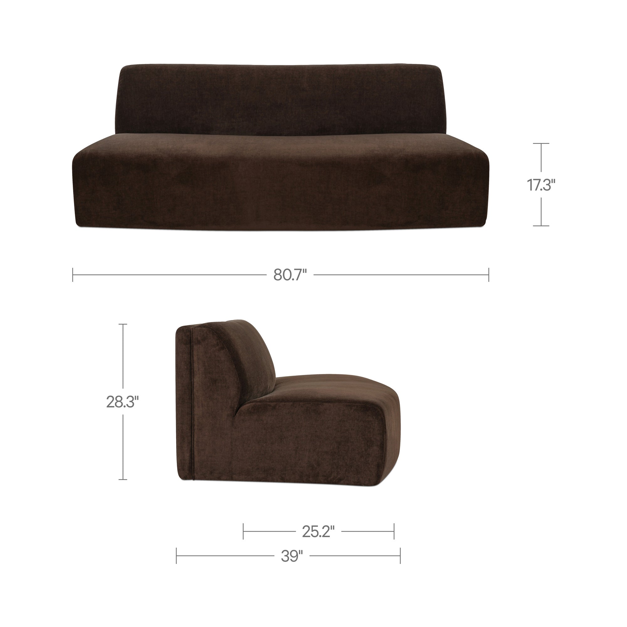 Naomi Convex Sofa Dark Brown by Moe's Home Collection - view 3