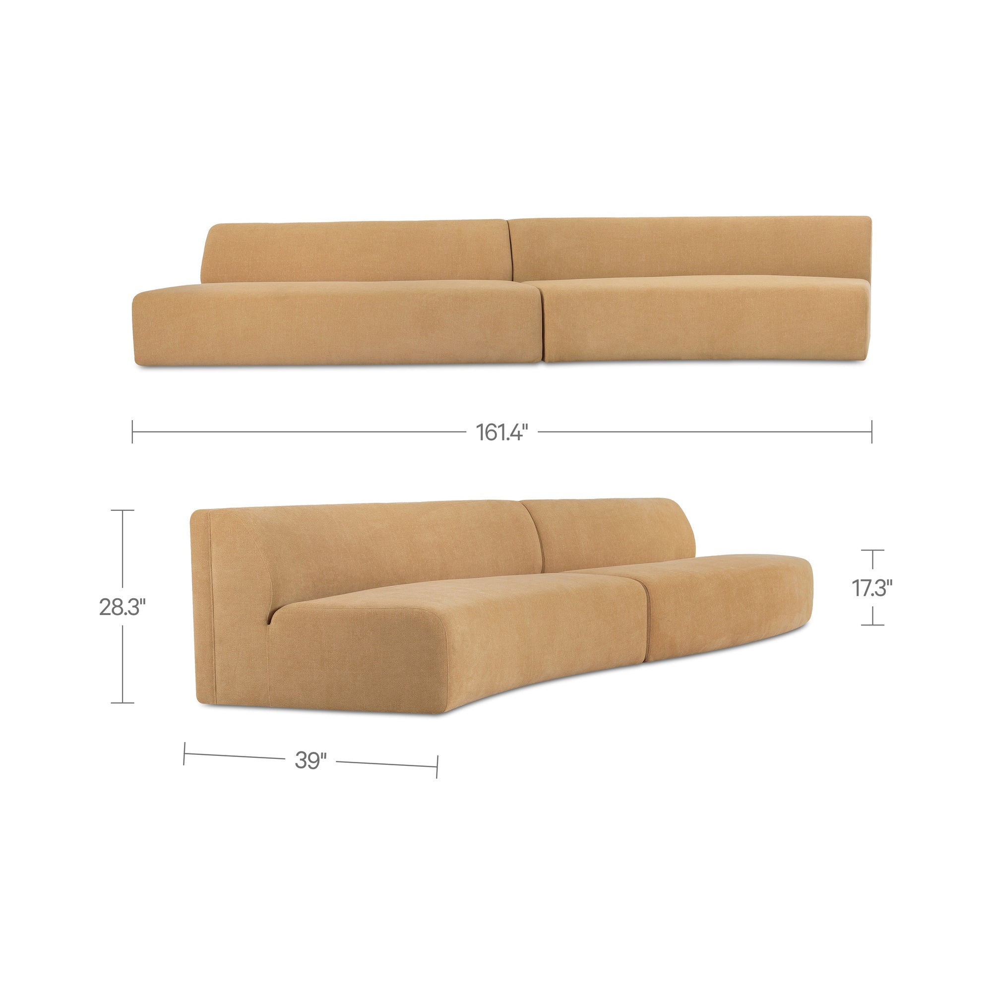 Naomi 2 Piece Wave Modular Sectional Golden Yellow by Moe's Home Collection - view 6