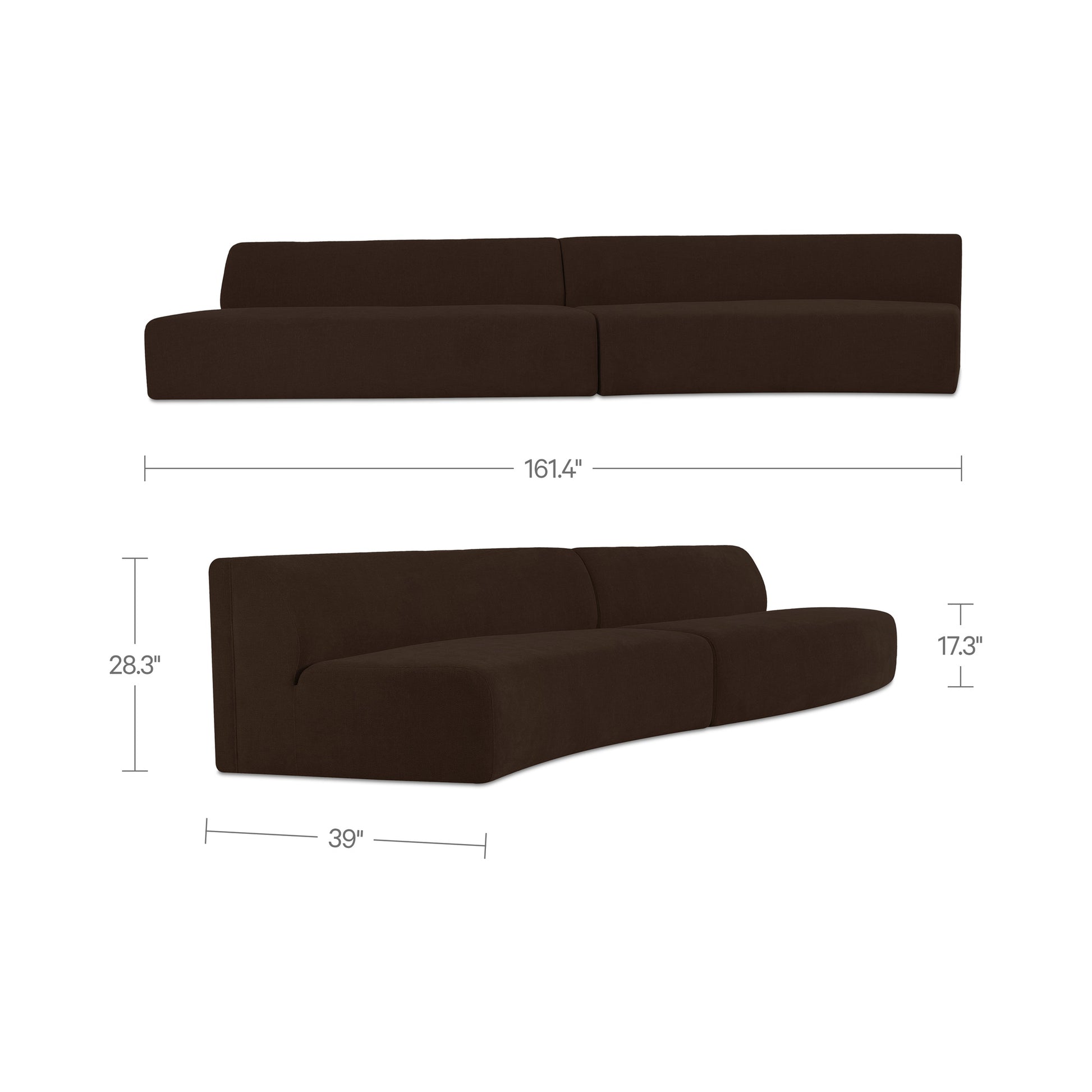 Naomi 2 Piece Wave Modular Sectional Dark Brown by Moe's Home Collection - view 3