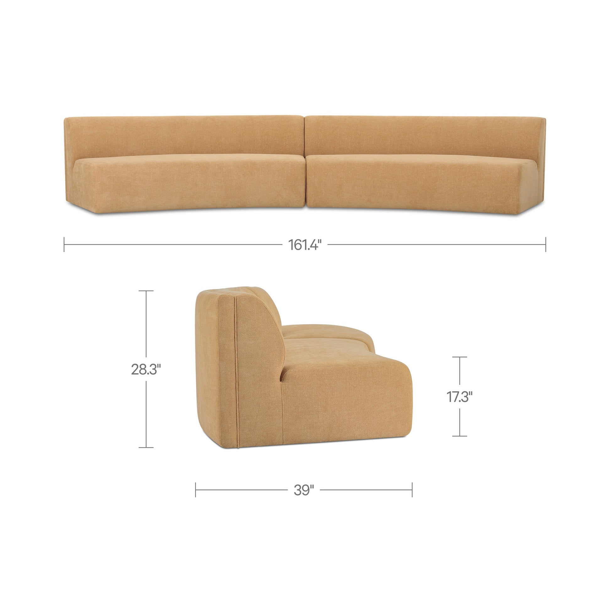 Naomi 2 Piece Concave Modular Sectional Golden Yellow by Moe's Home Collection - view 6