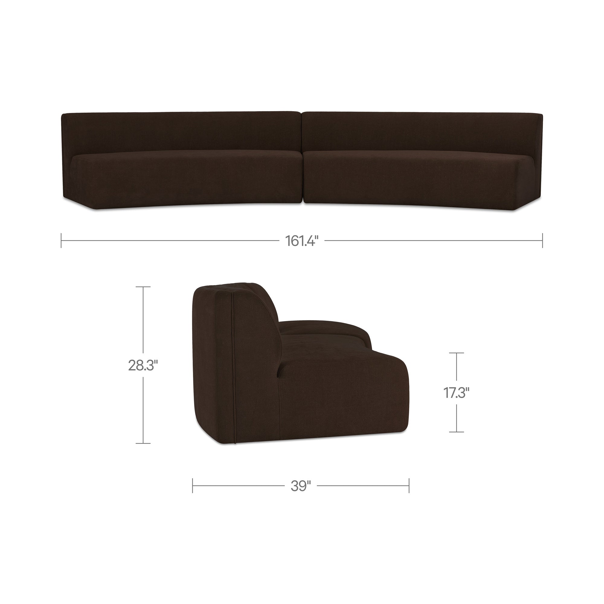 Naomi 2 Piece Concave Modular Sectional Dark Brown by Moe's Home Collection - view 3