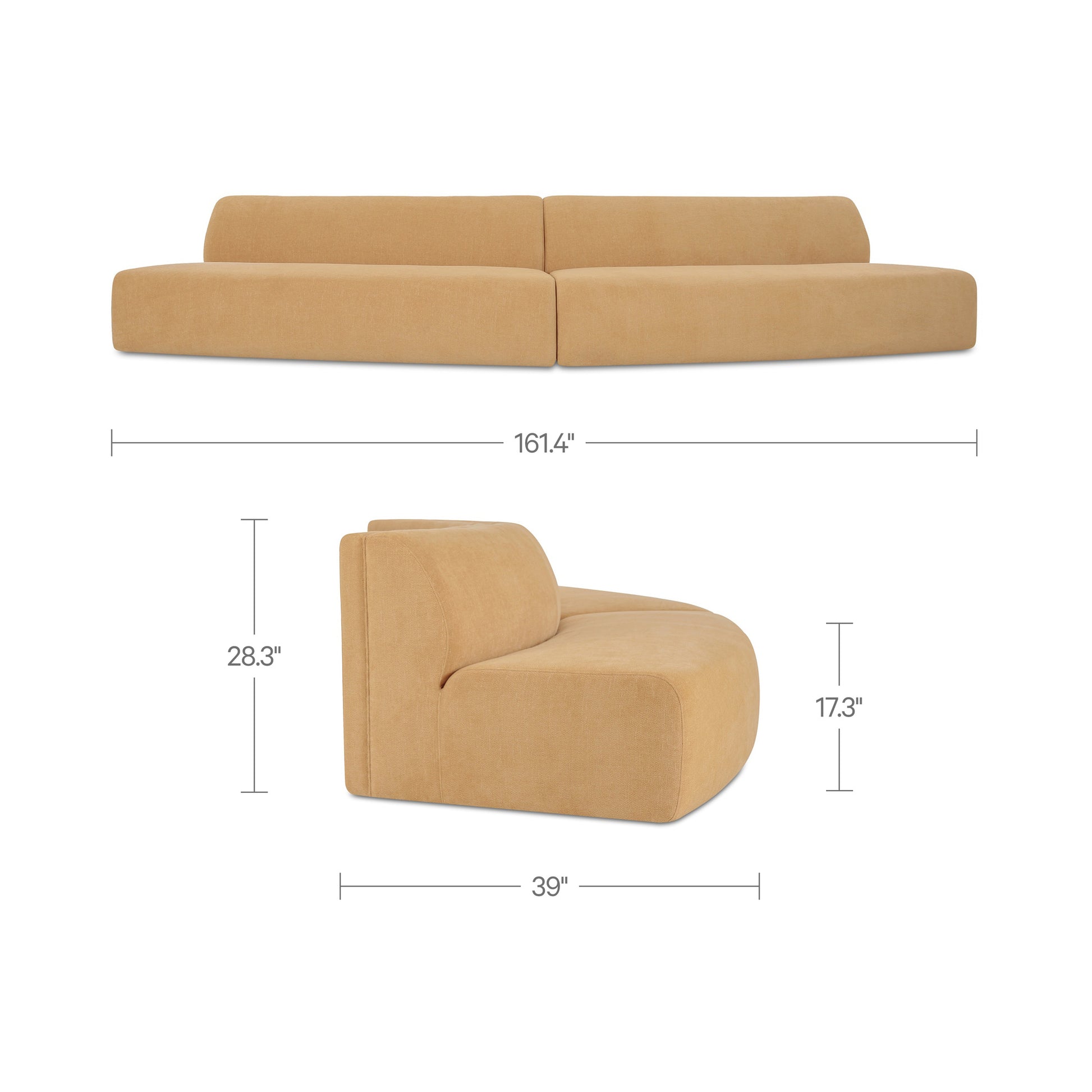 Naomi 2 Piece Convex Modular Sectional Golden Yellow by Moe's Home Collection - view 6