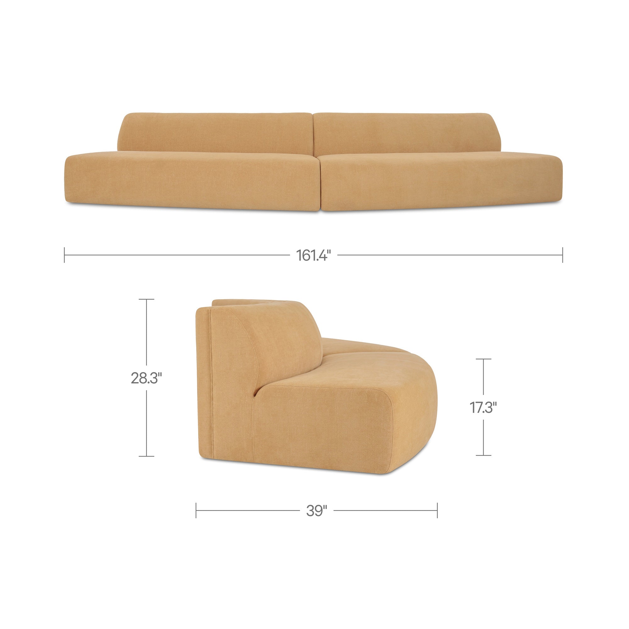 Naomi 2 Piece Convex Modular Sectional Golden Yellow by Moe's Home Collection - view 6