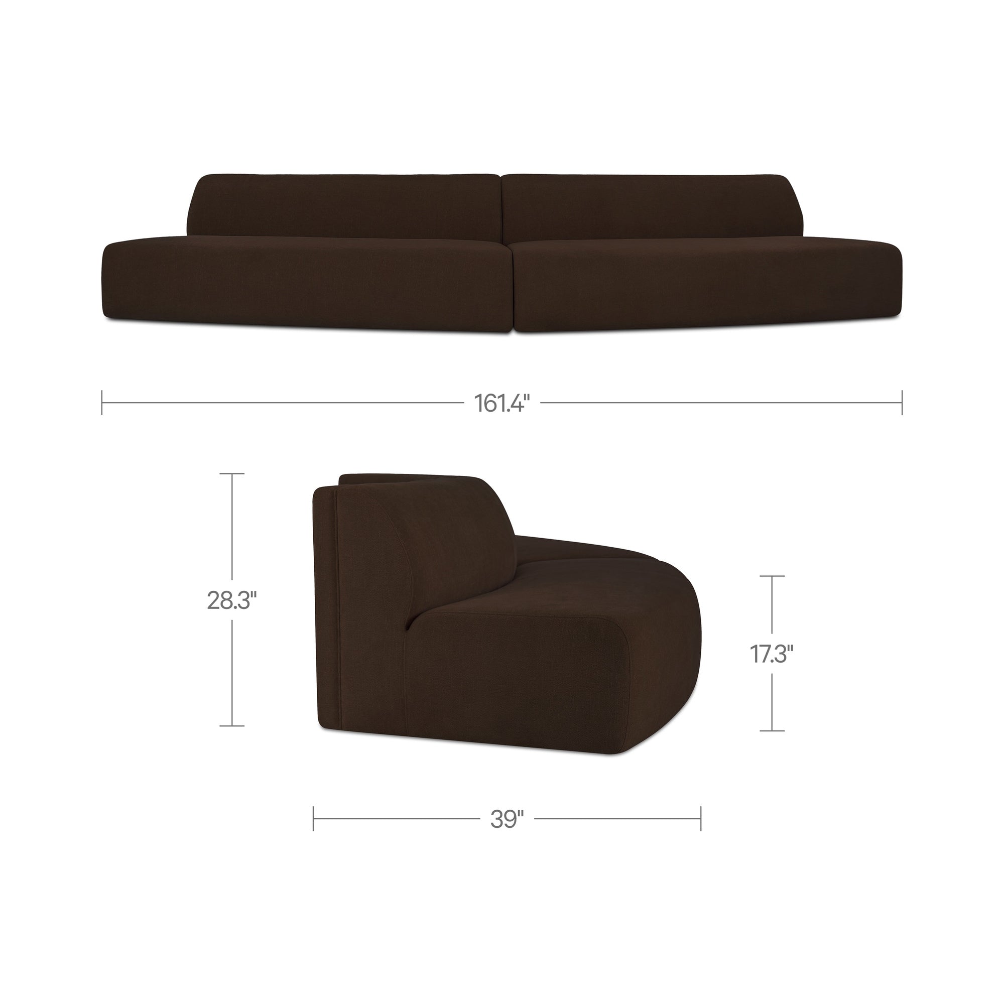 Naomi 2 Piece Convex Modular Sectional Dark Brown by Moe's Home Collection - view 3