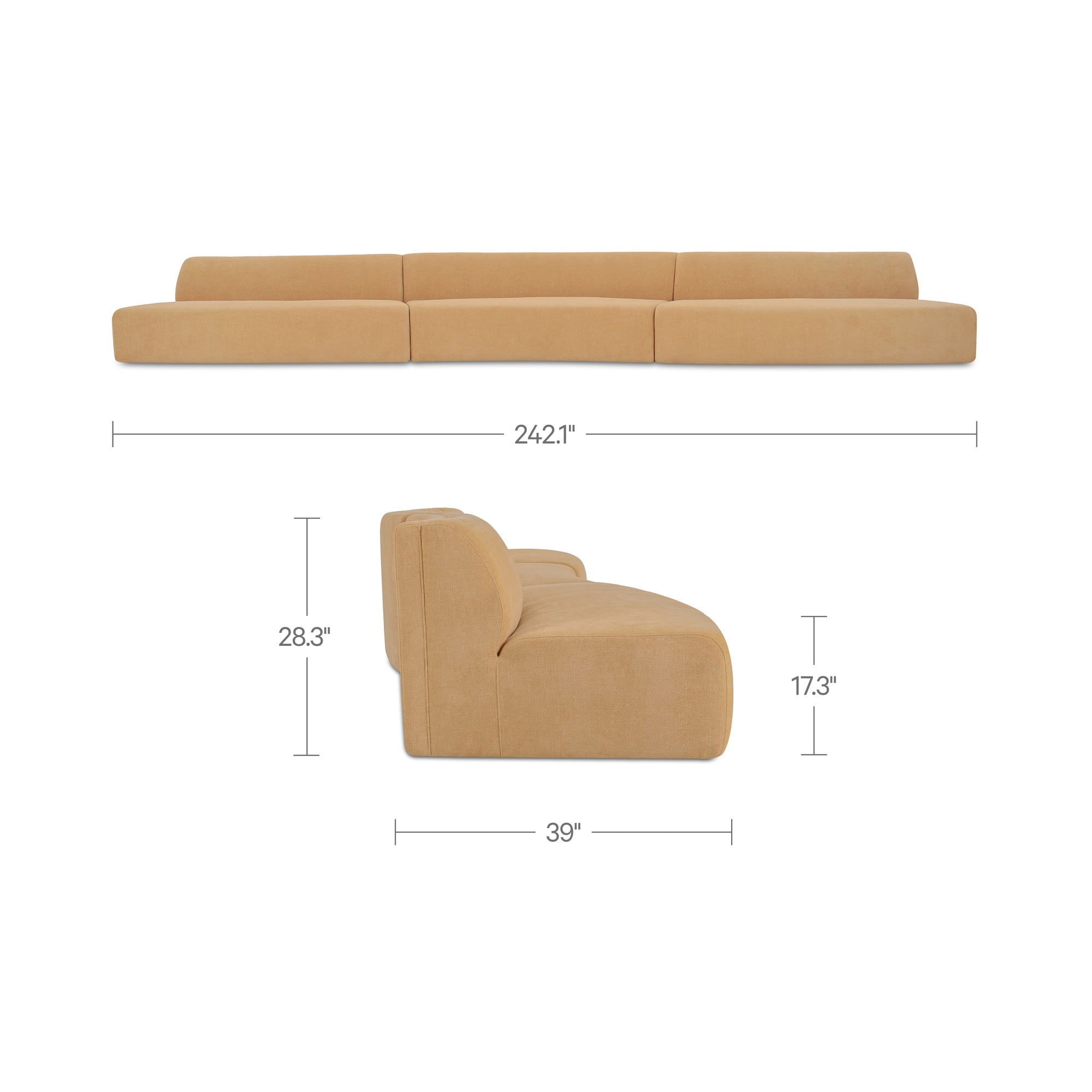 Naomi 3 Piece Wave Modular Sectional Golden Yellow by Moe's Home Collection - view 6