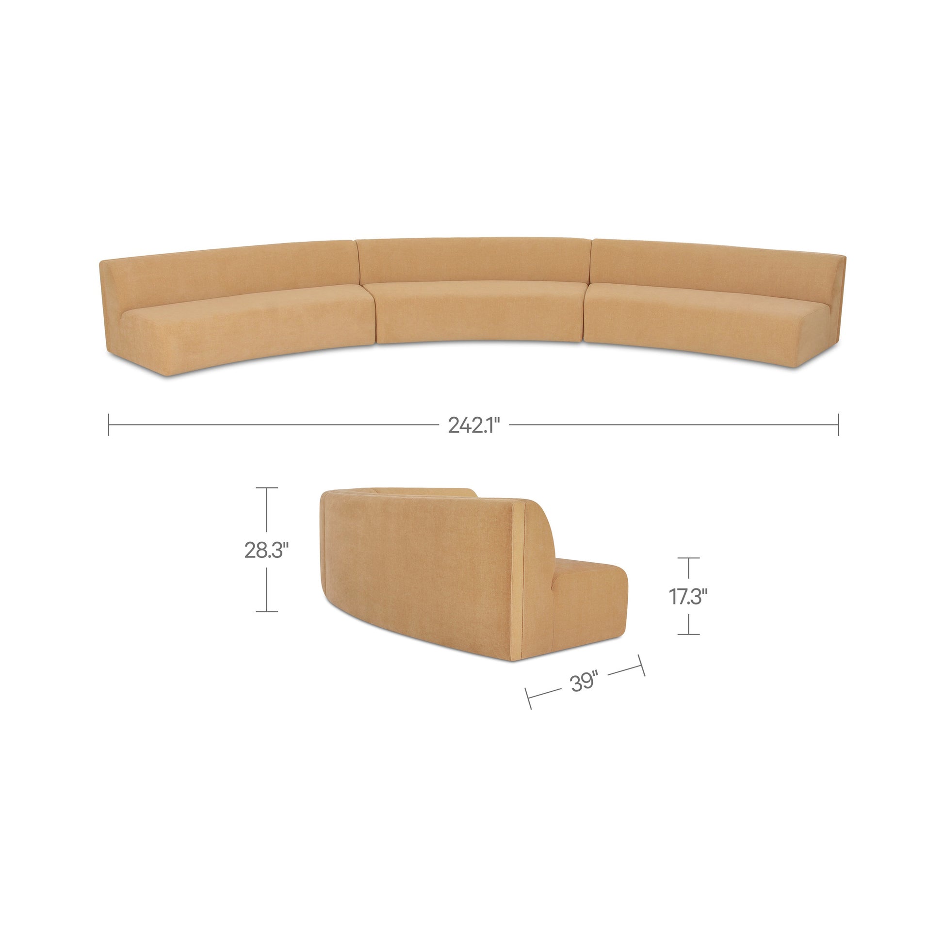 Naomi 3 Piece Concave Modular Sectional Golden Yellow by Moe's Home Collection - view 6