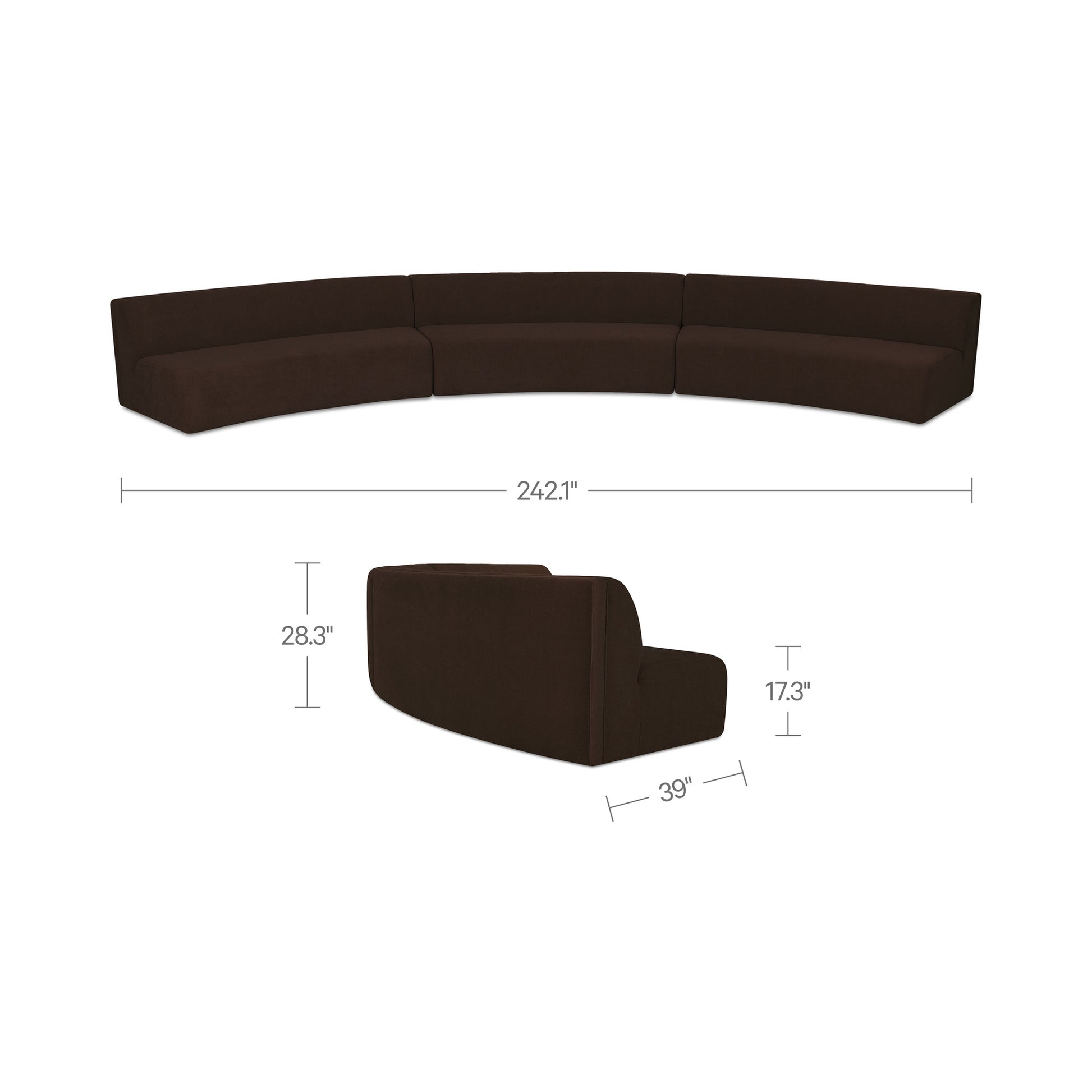 Naomi 3 Piece Concave Modular Sectional Dark Brown by Moe's Home Collection - view 3