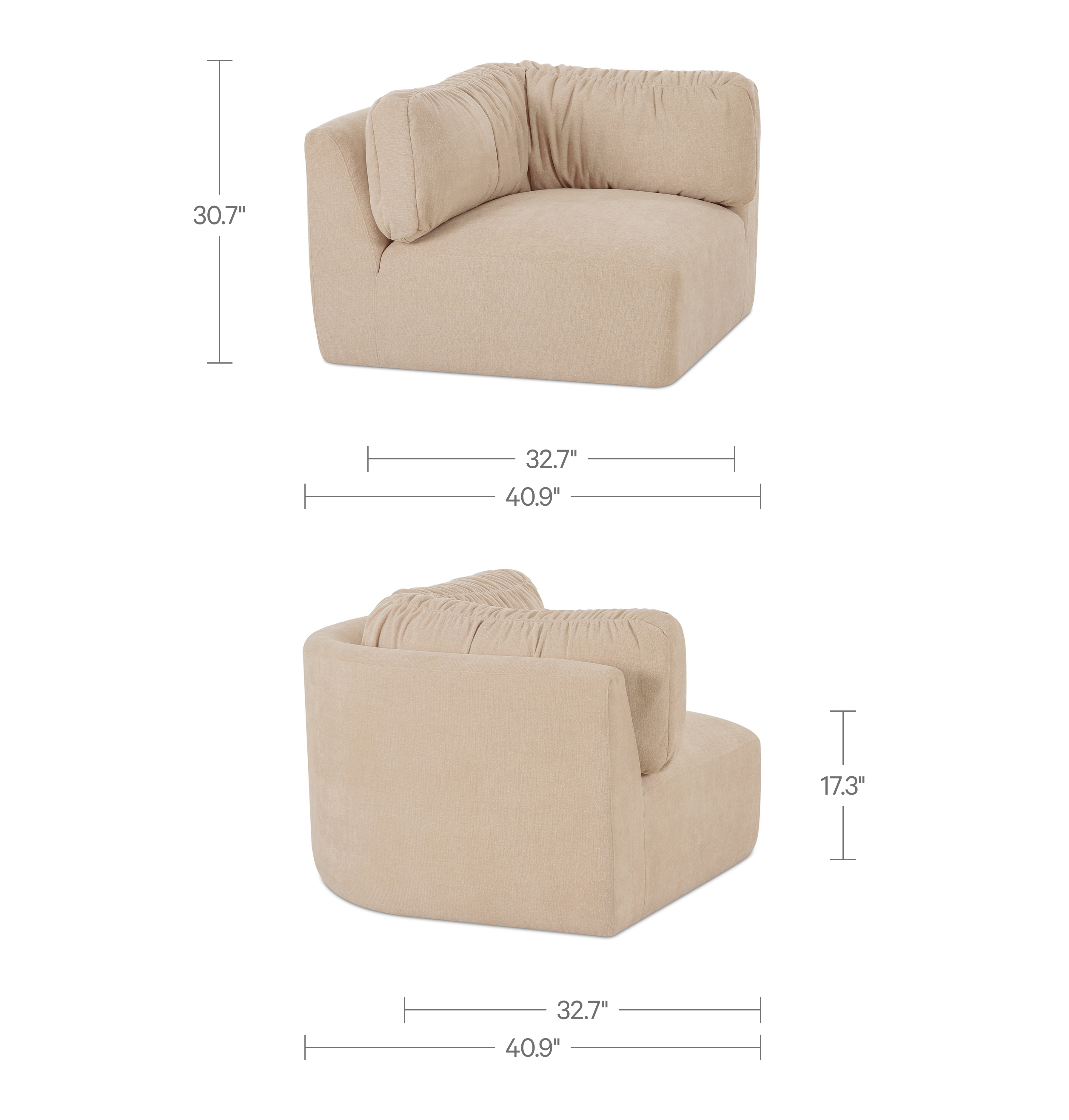 Matina Corner Chair Oatmeal by Moe's Home Collection - view 3