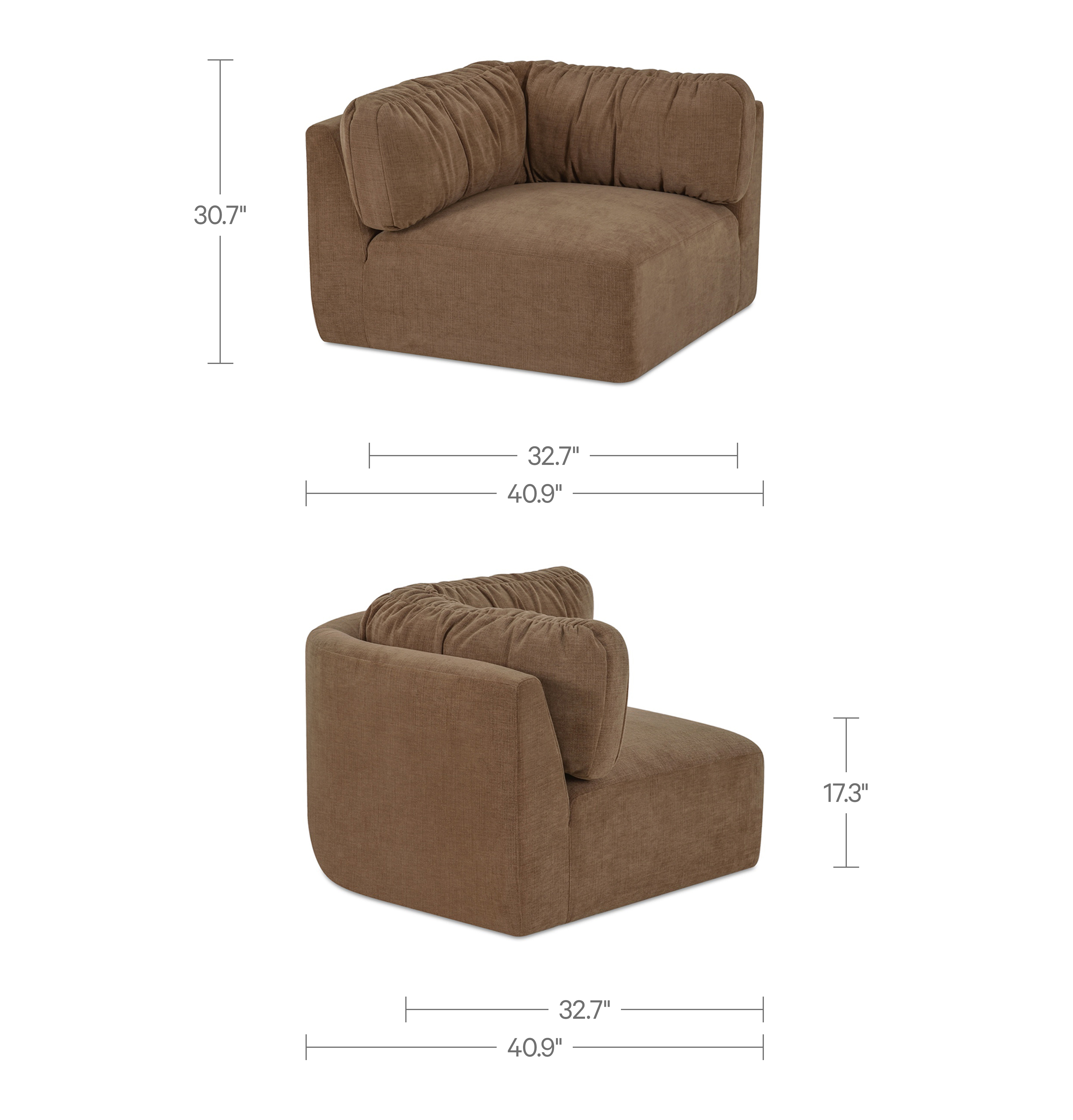 Matina Corner Chair Taupe by Moe's Home Collection - view 3