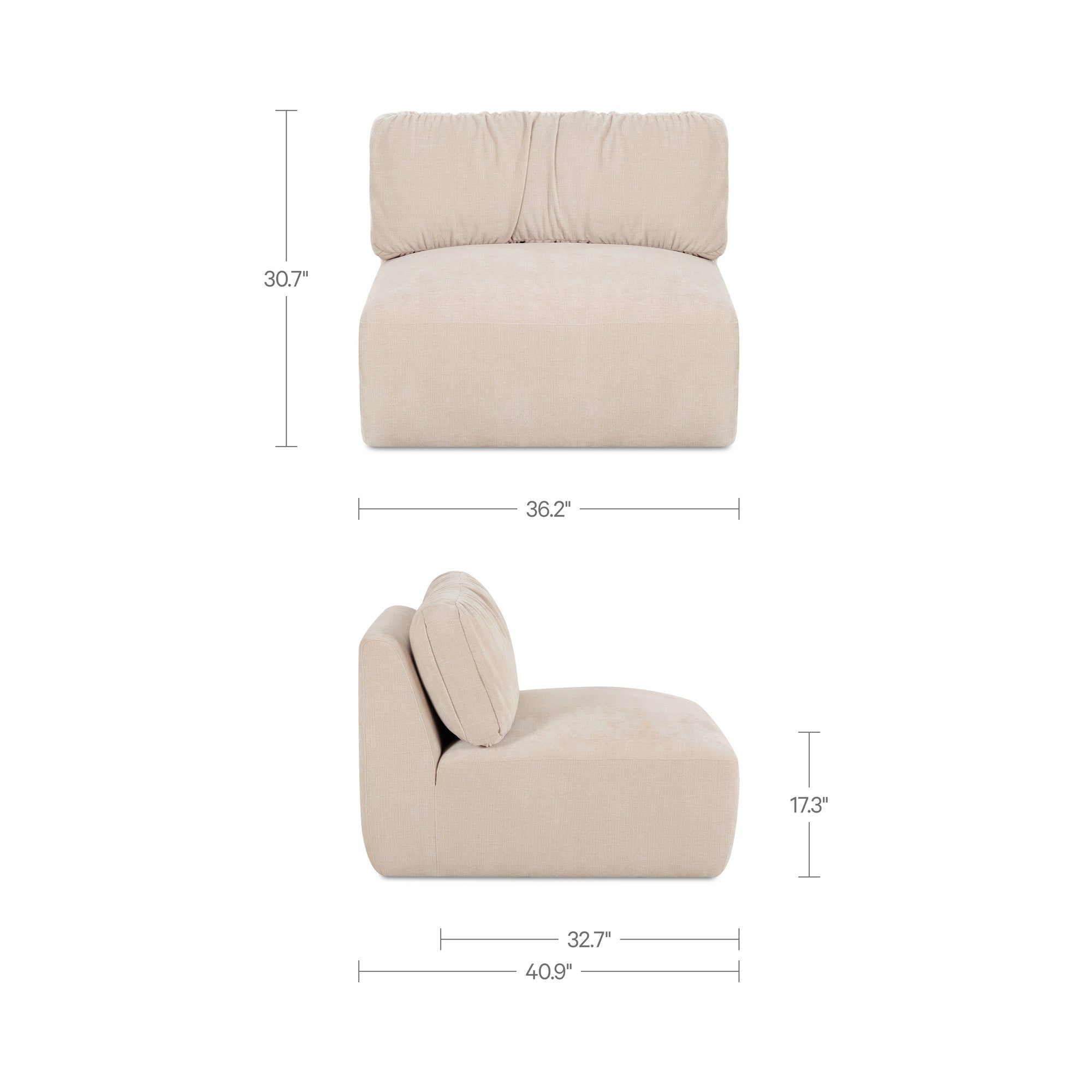 Matina Slipper Chair Oatmeal by Moe's Home Collection - view 3