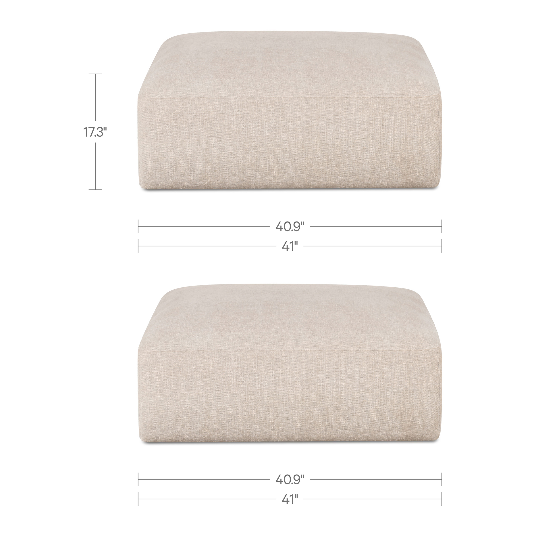 Matina Ottoman Oatmeal by Moe's Home Collection - view 3