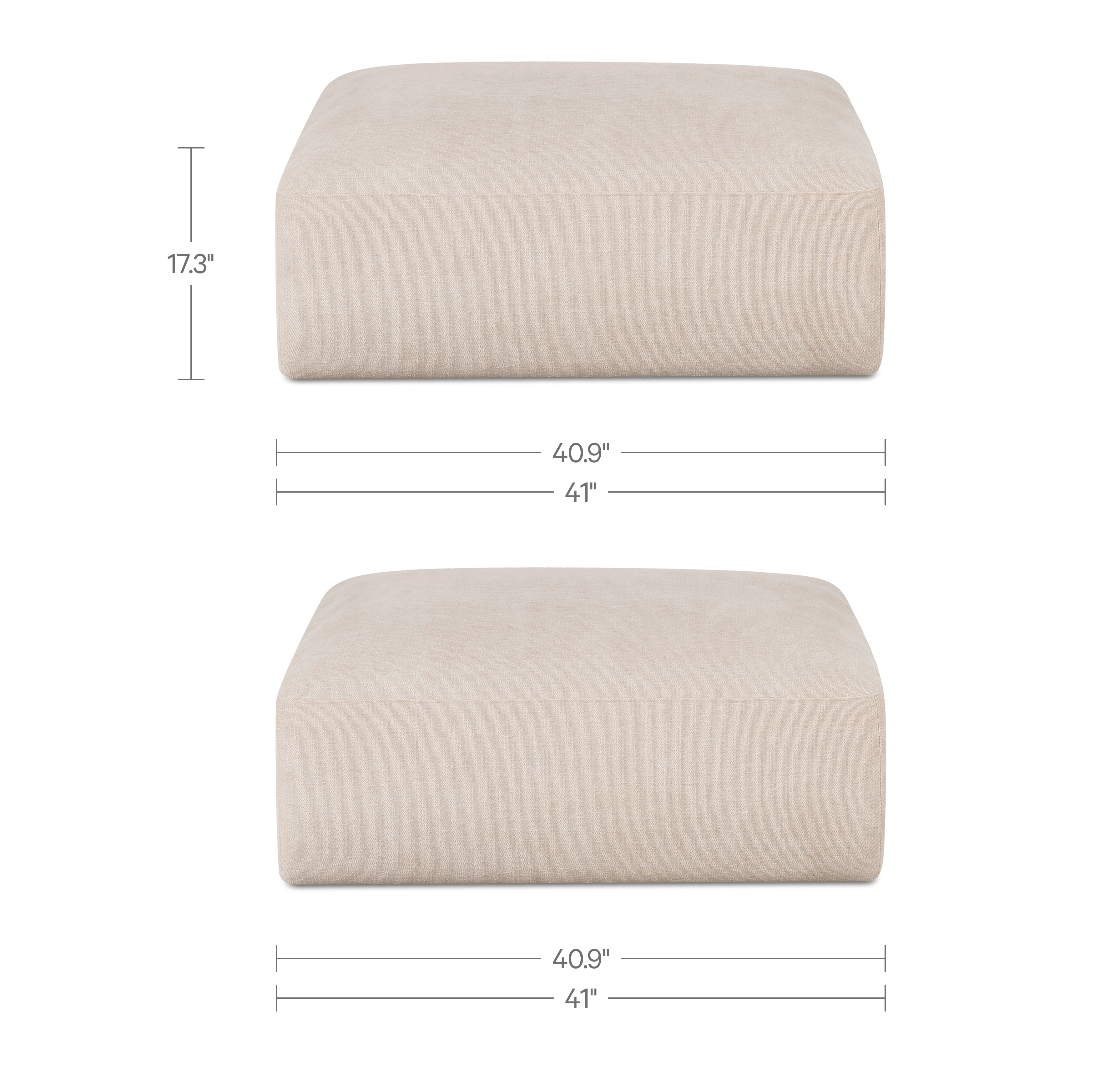 Matina Ottoman Oatmeal by Moe's Home Collection - view 3
