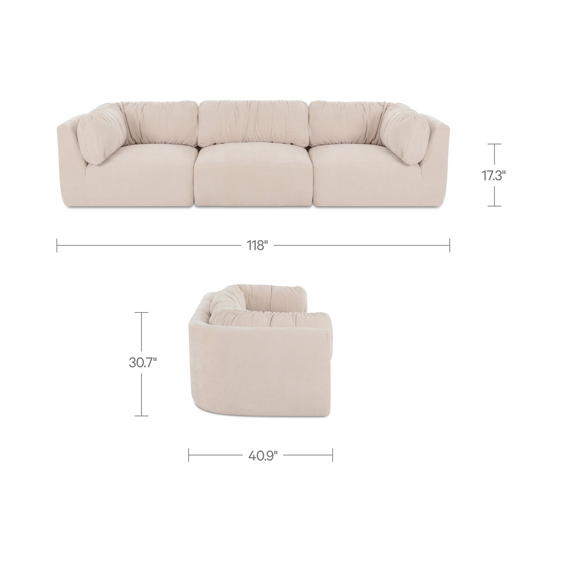 Matina Modular Sofa Oatmeal by Moe's Home Collection - view 3