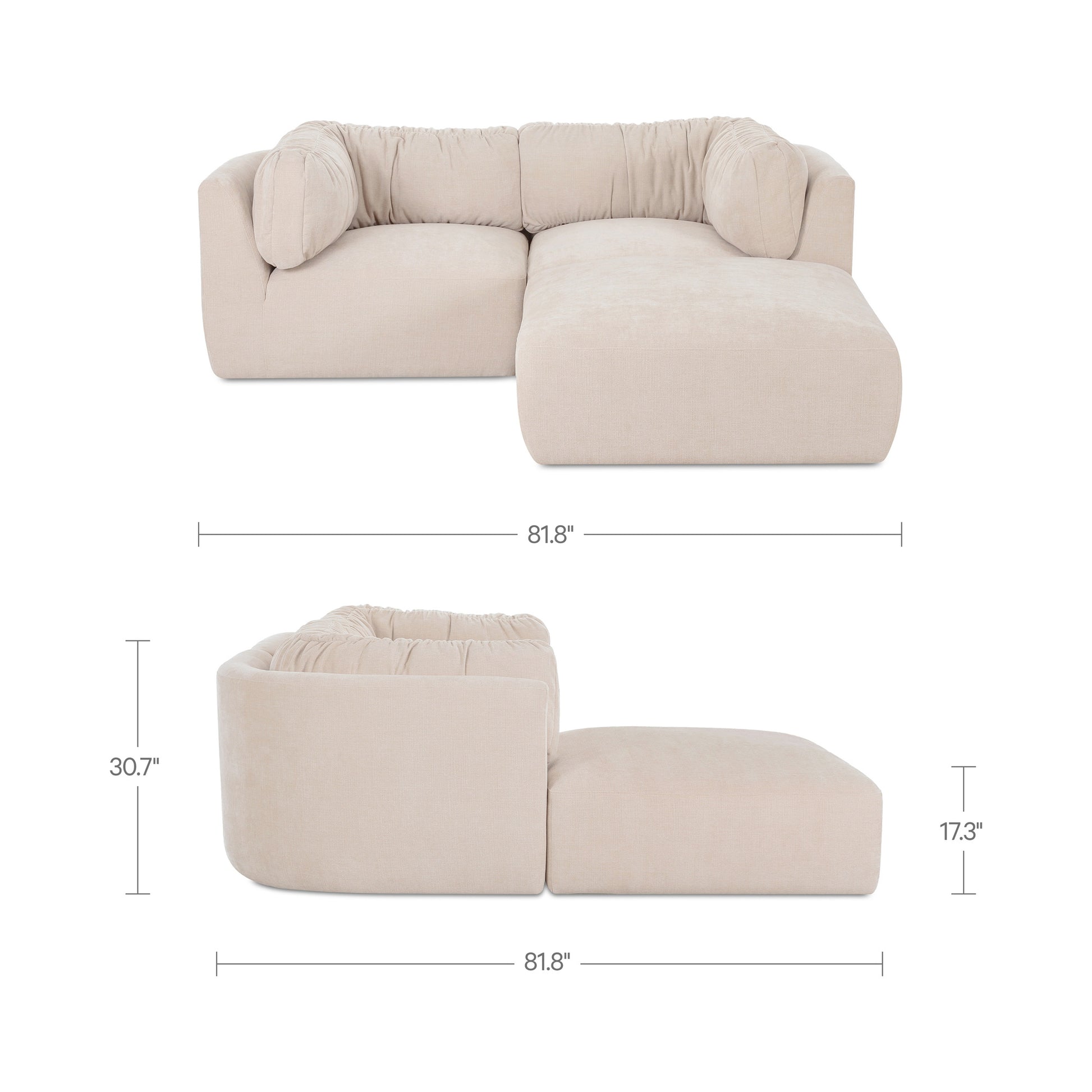 Matina Nook Modular Sectional Oatmeal by Moe's Home Collection - view 3