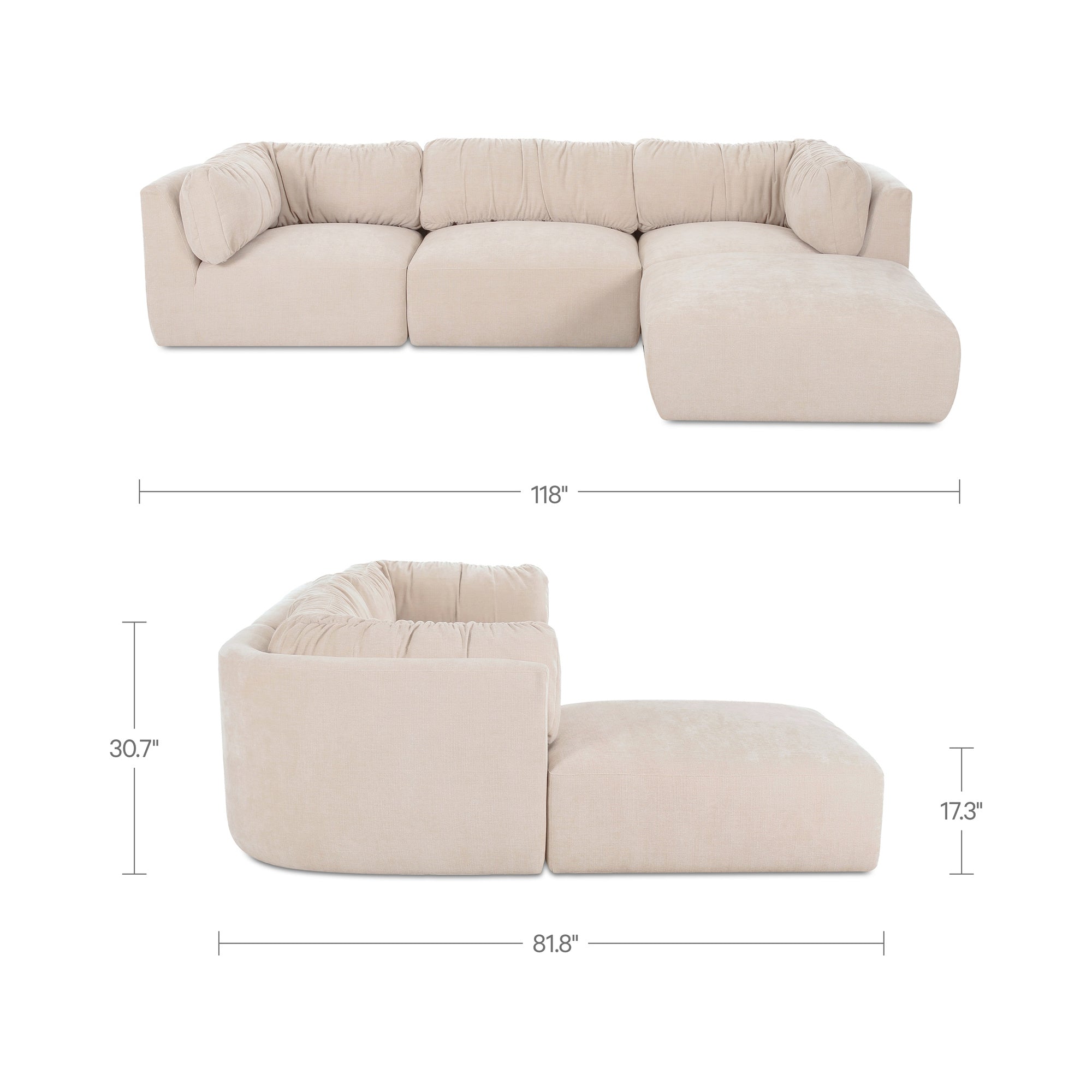 Matina Lounge Modular Sectional Oatmeal by Moe's Home Collection - view 3