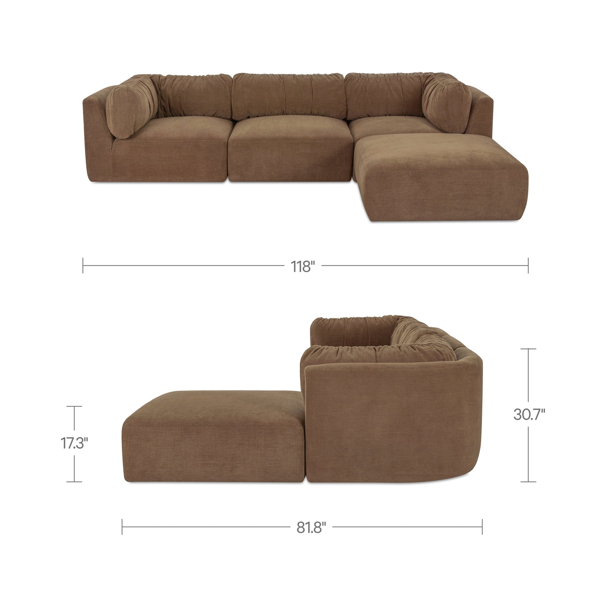Matina Lounge Modular Sectional Taupe by Moe's Home Collection - view 4