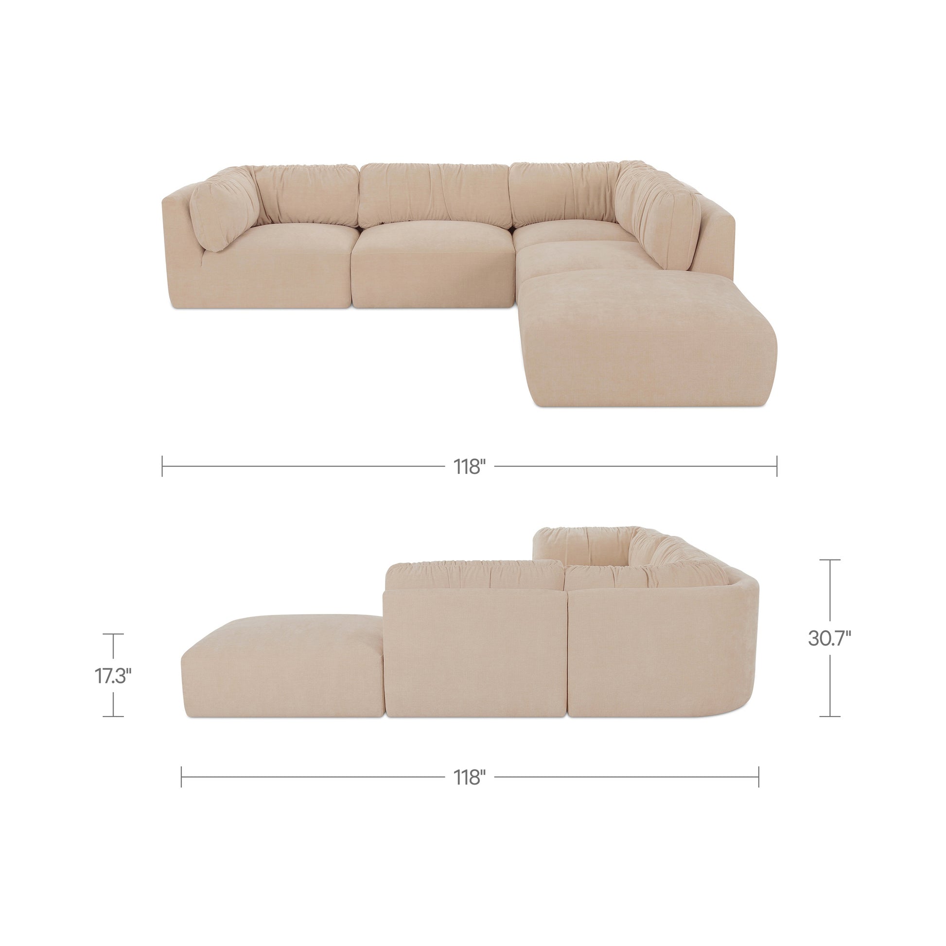 Matina Dream Modular Sectional Oatmeal by Moe's Home Collection - view 3