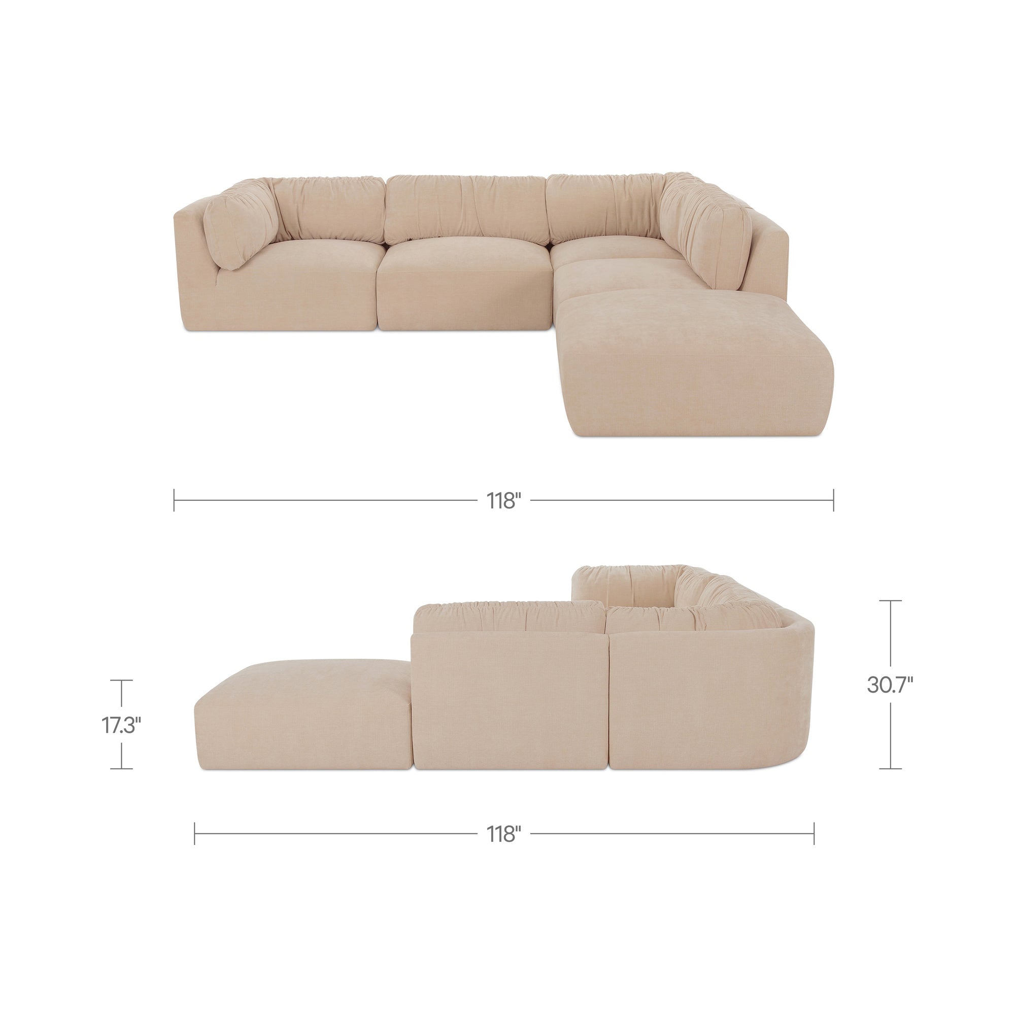 Matina Dream Modular Sectional Oatmeal by Moe's Home Collection - view 3