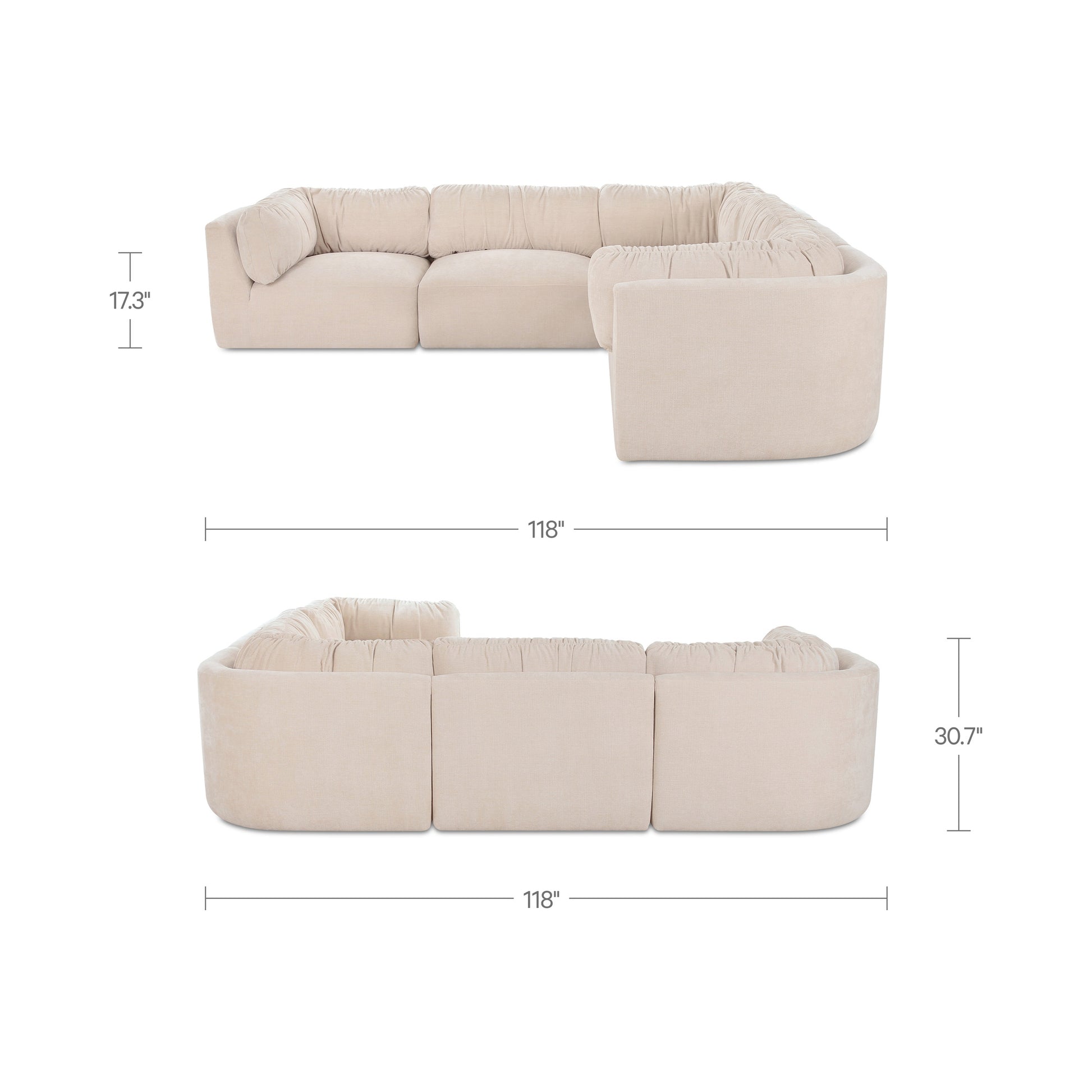 Matina Classic L Modular Sectional Oatmeal by Moe's Home Collection - view 3