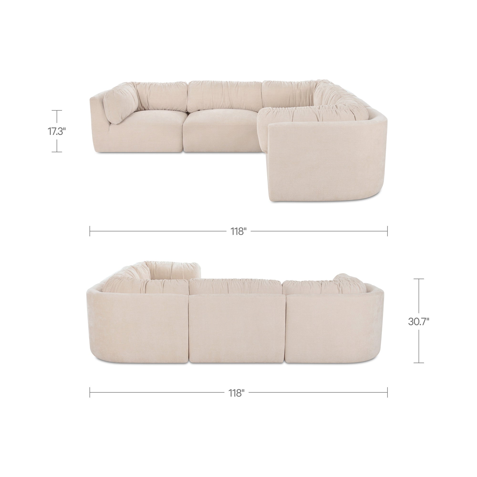 Matina Classic L Modular Sectional Oatmeal by Moe's Home Collection - view 3