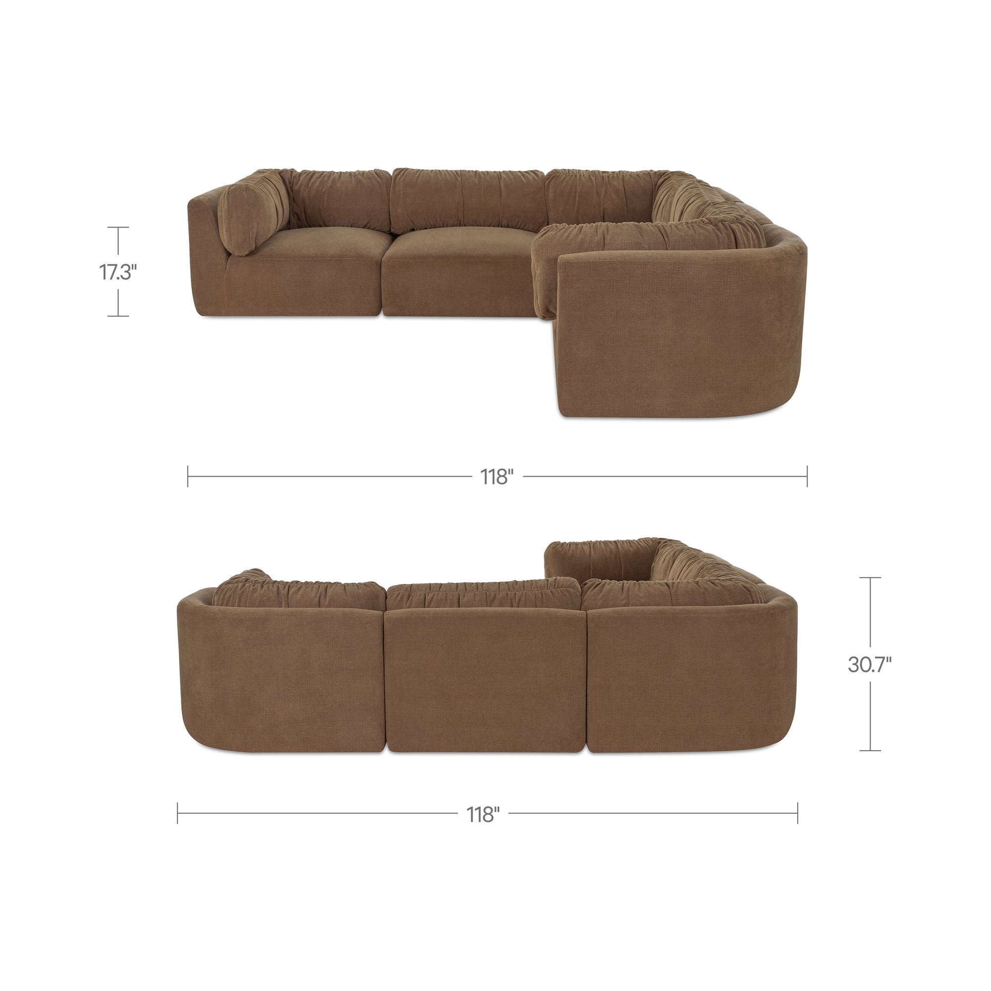 Matina Classic L Modular Sectional Taupe by Moe's Home Collection - view 3