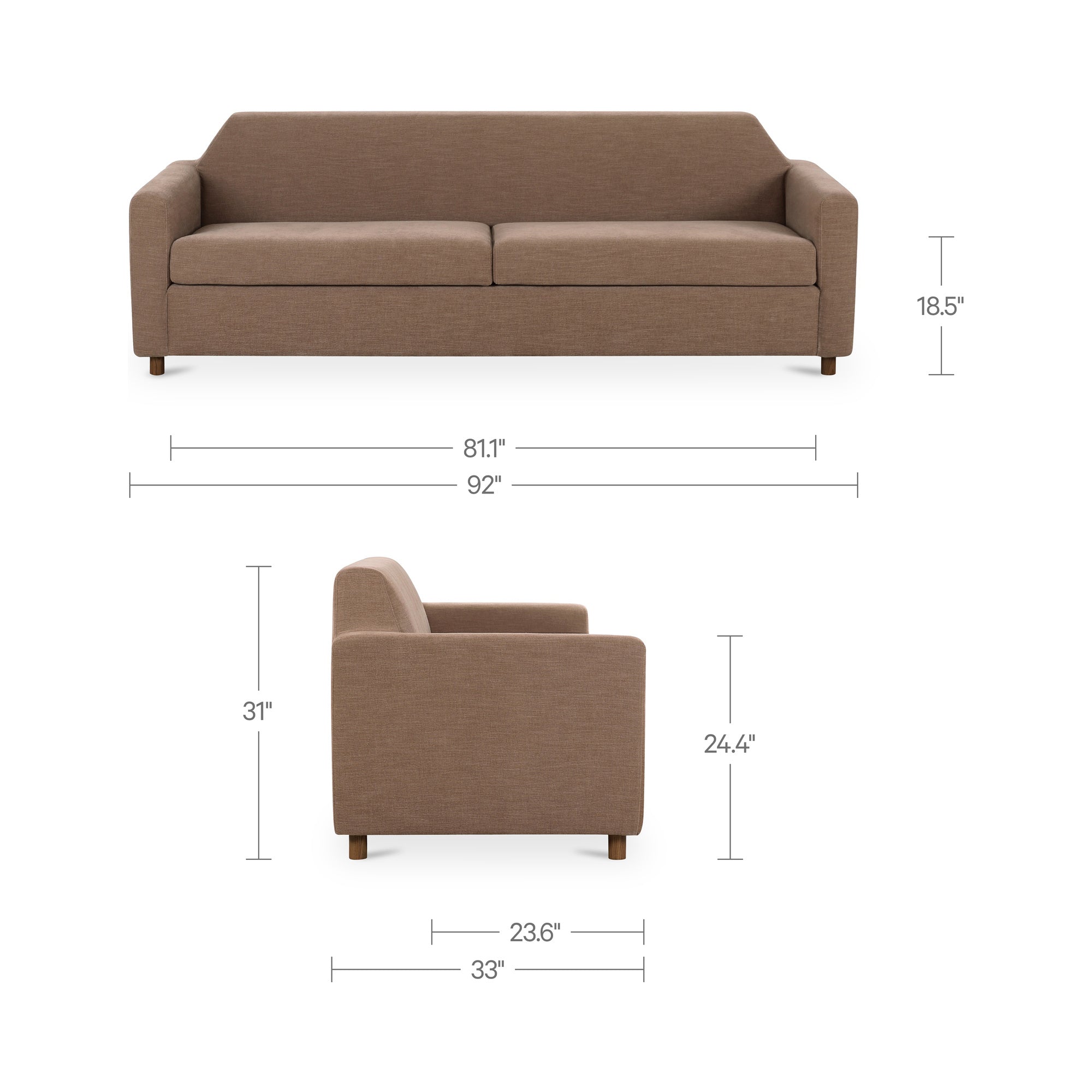 Finch Sofa Soft Brown by Moe's Home Collection - view 7