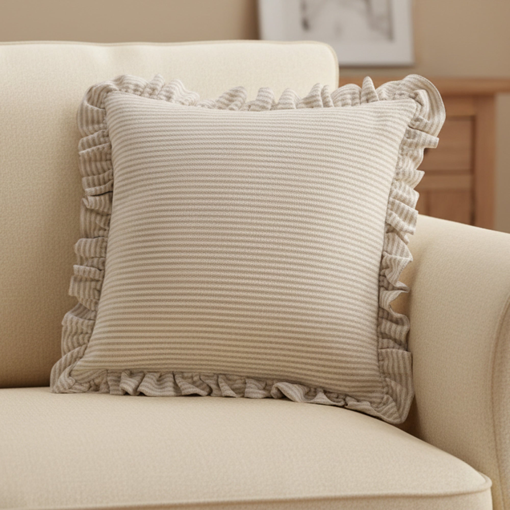 Betty 20 Inch Cushion Beige Stripe by Moe's Home Collection - view 2