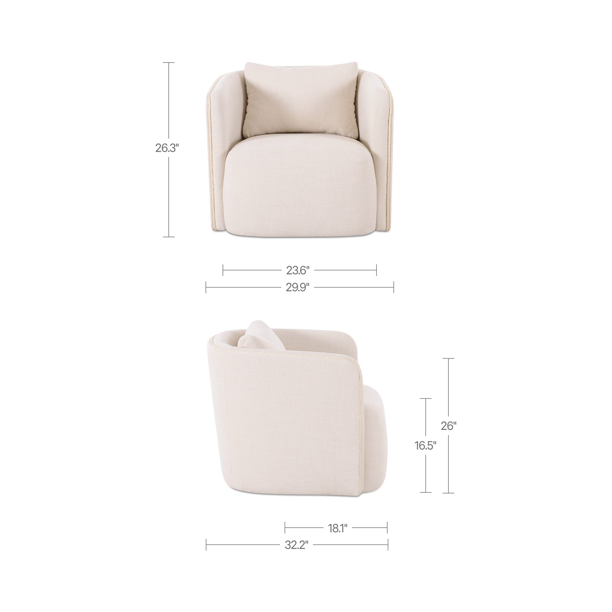 Cecil Accent Chair Warm White by Moe's Home Collection - view 3