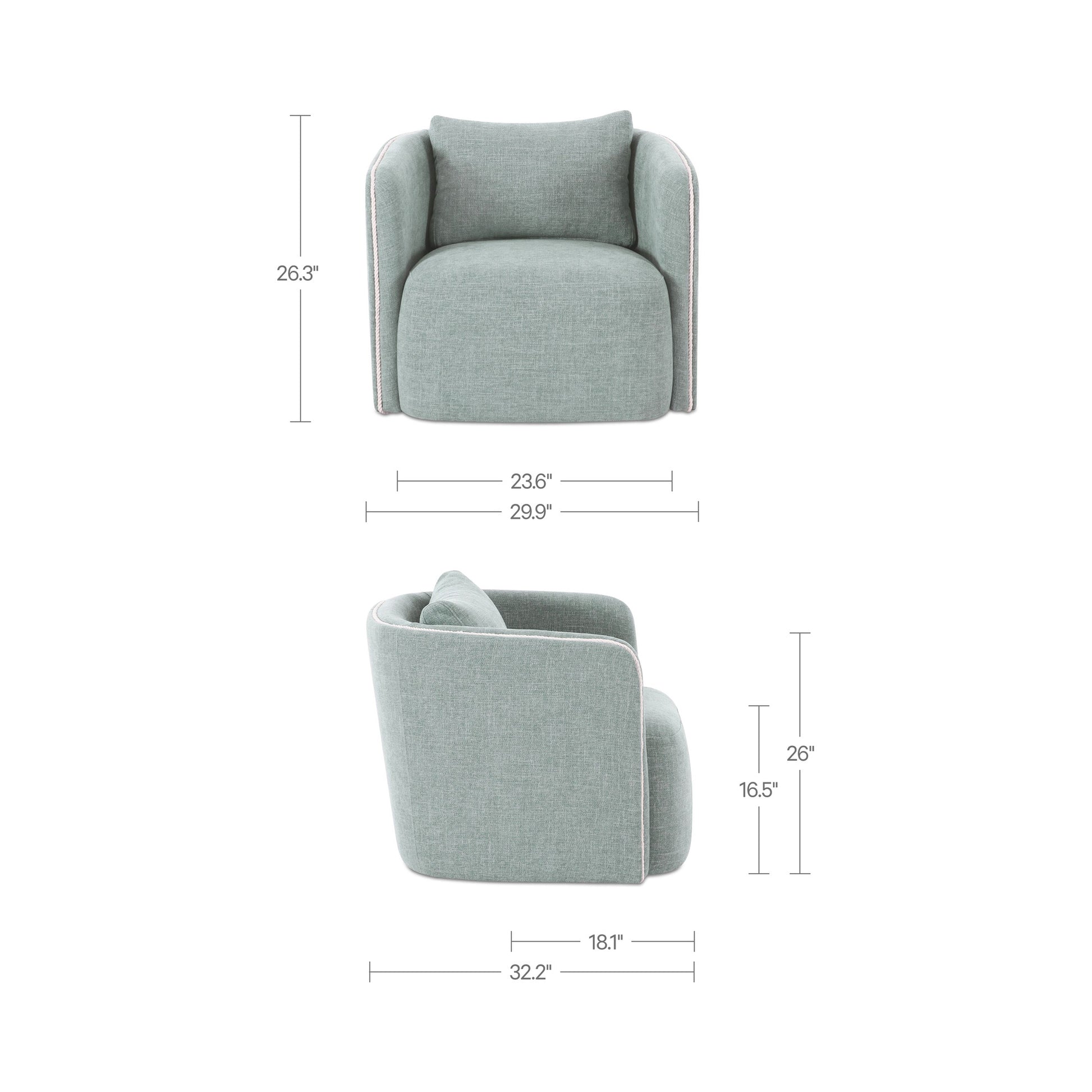 Cecil Accent Chair Light Blue by Moe's Home Collection - view 3