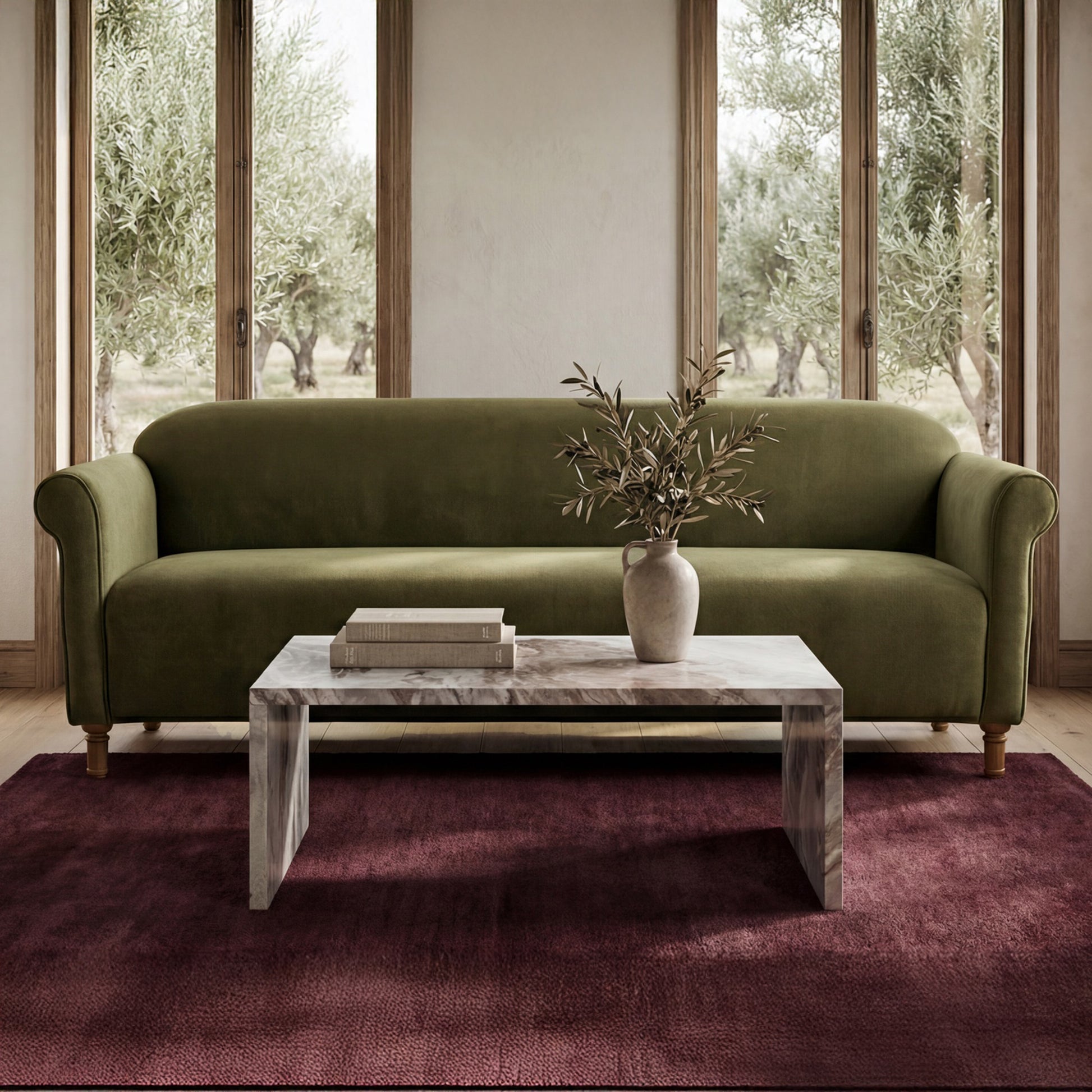 Harmony Sofa Dark Green Faux Mohair by Moe's Home Collection - view 2