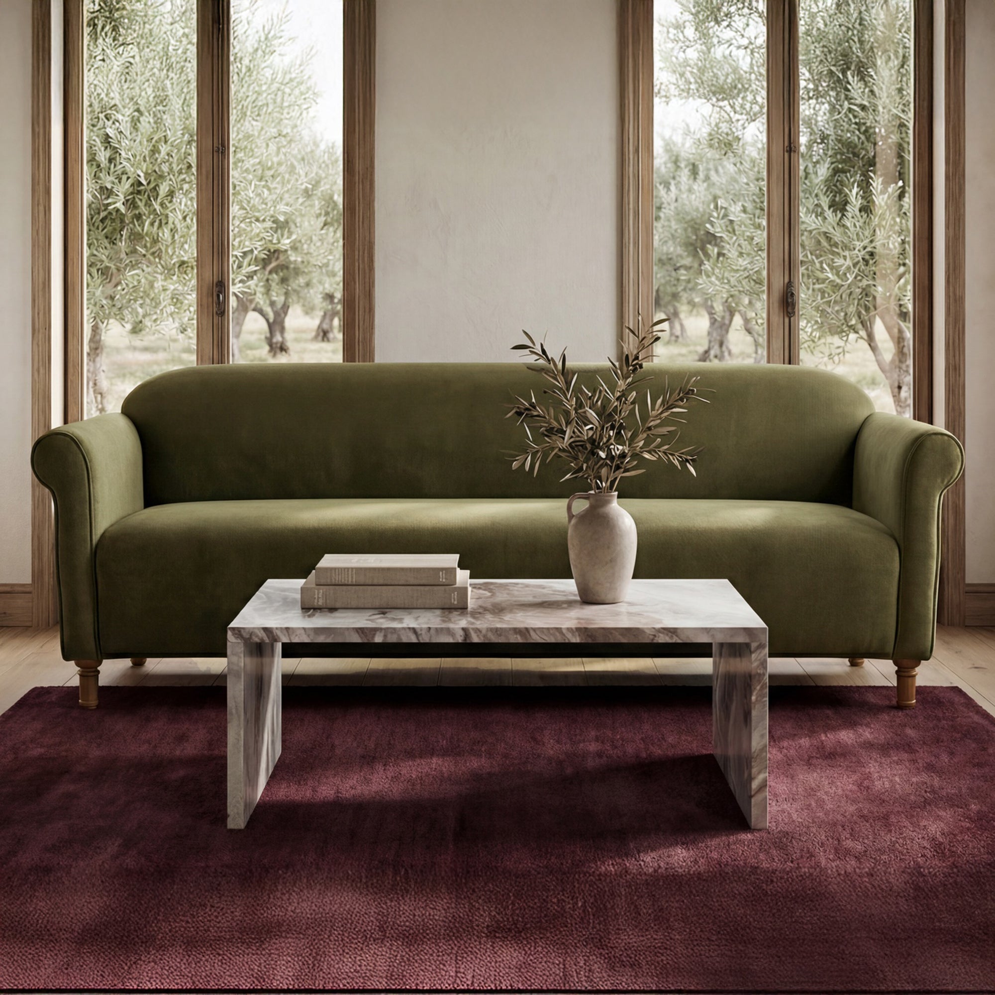 Harmony Sofa Dark Green Faux Mohair by Moe's Home Collection - view 2