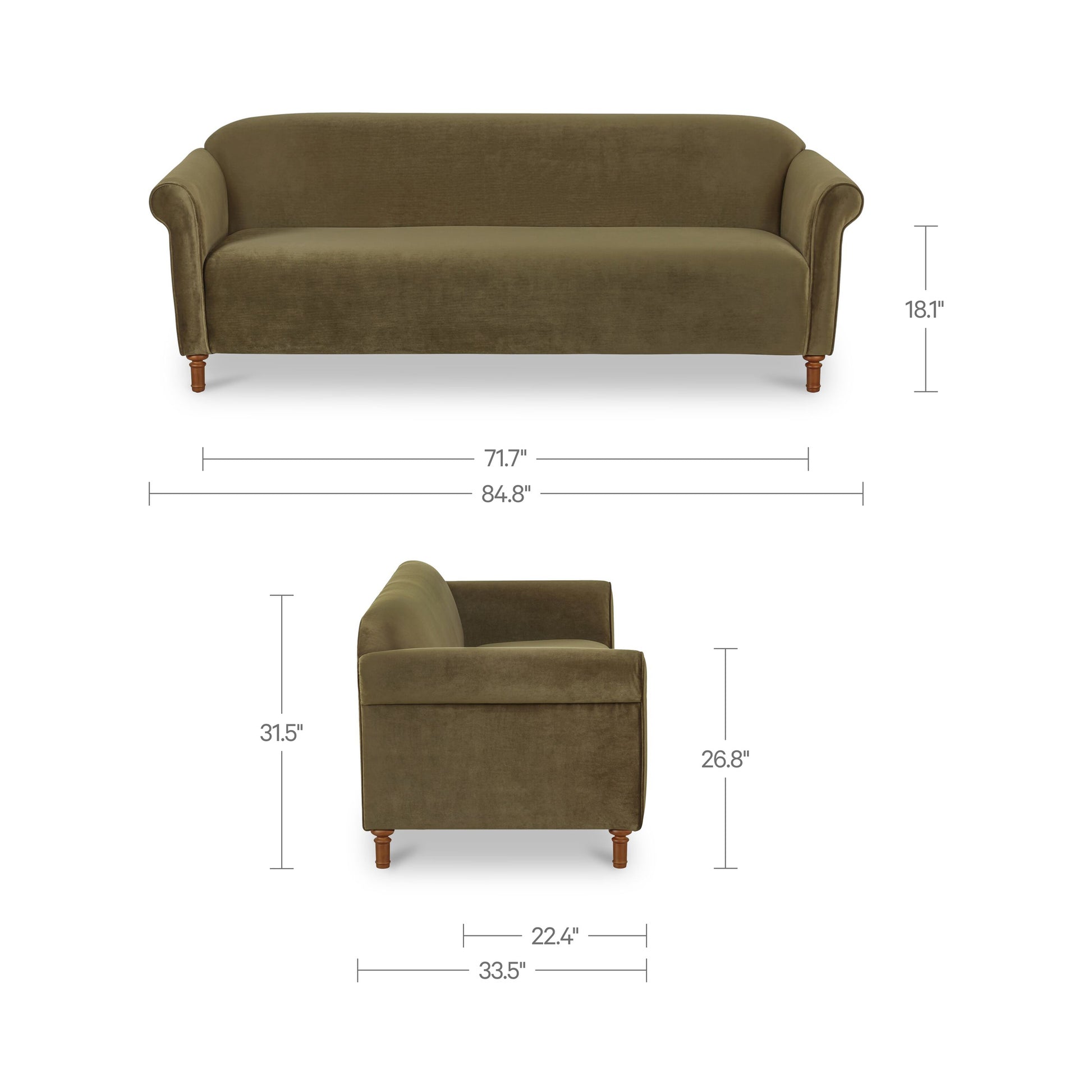 Harmony Sofa Dark Green Faux Mohair by Moe's Home Collection - view 3