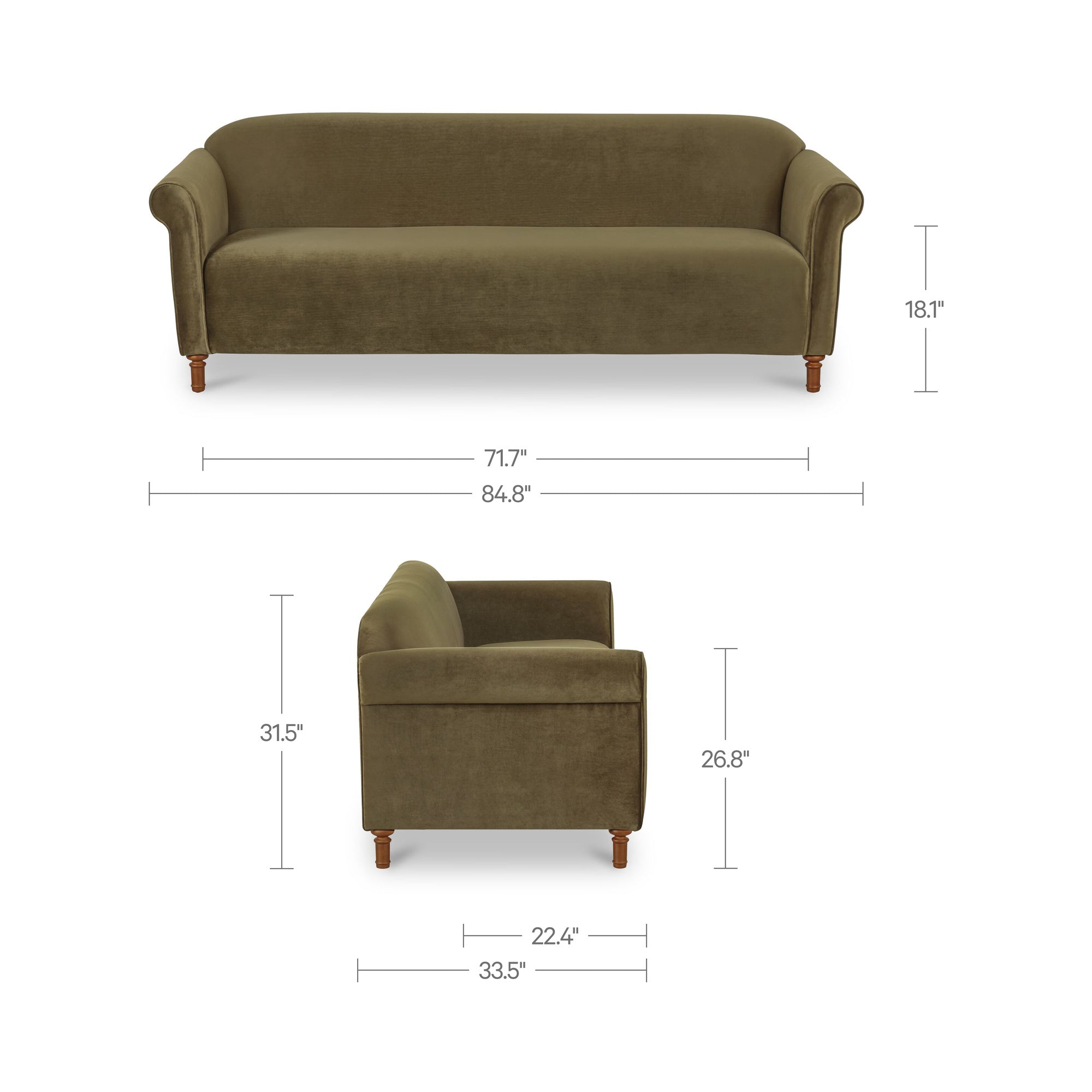 Harmony Sofa Dark Green Faux Mohair by Moe's Home Collection - view 3