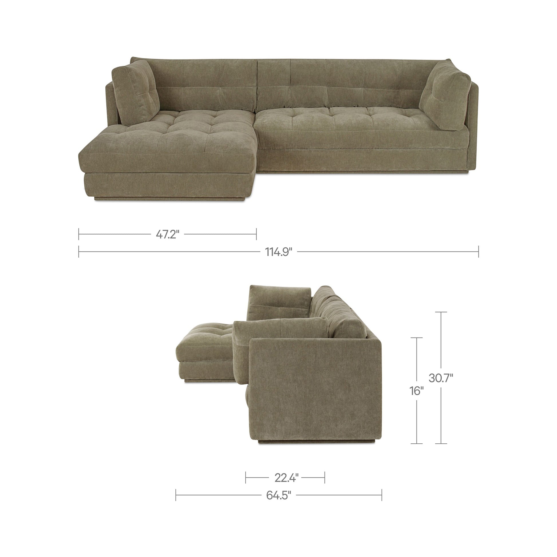 Mischa Left Sectional Sage Green by Moe's Home Collection - view 3