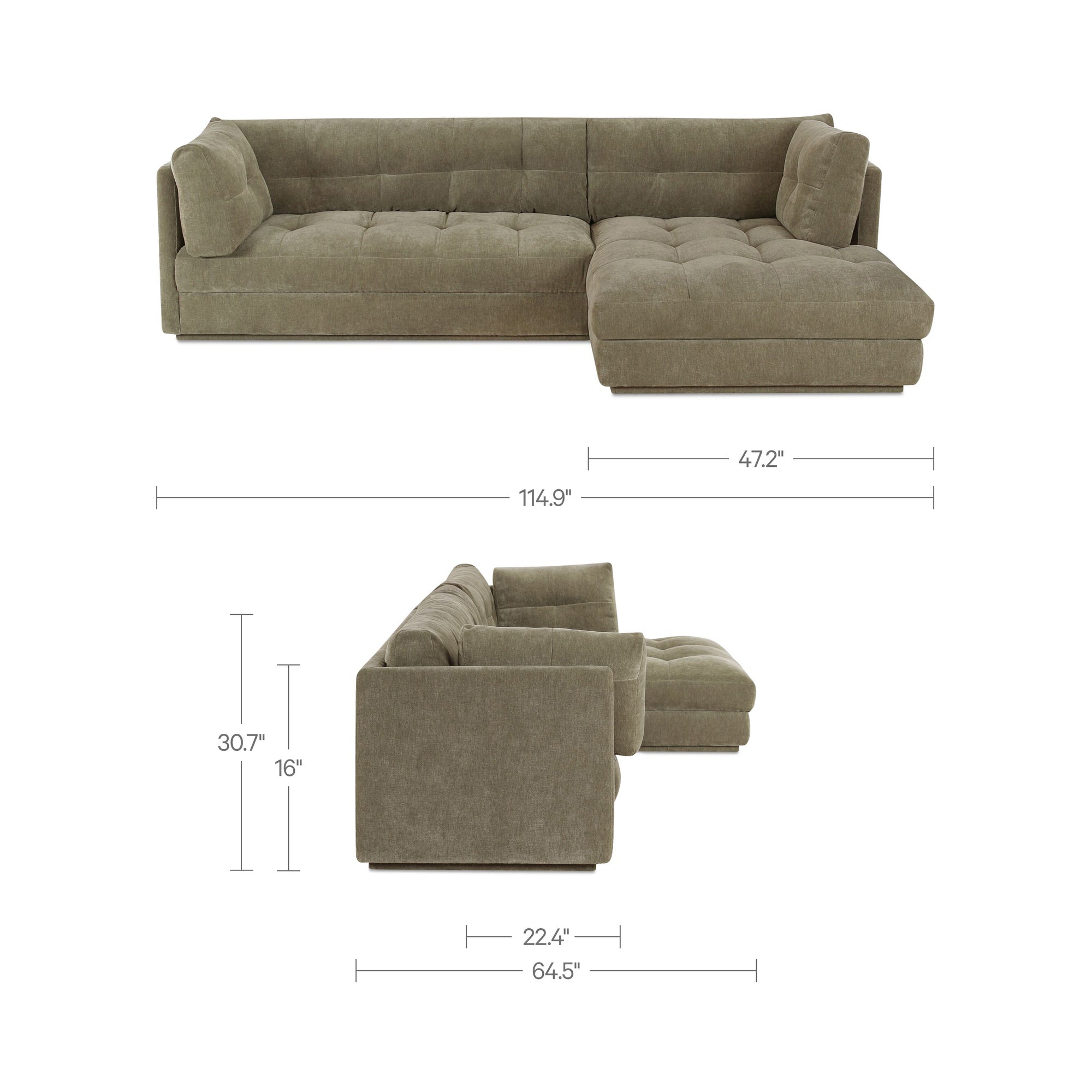 Mischa Right Sectional Sage Green by Moe's Home Collection - view 3