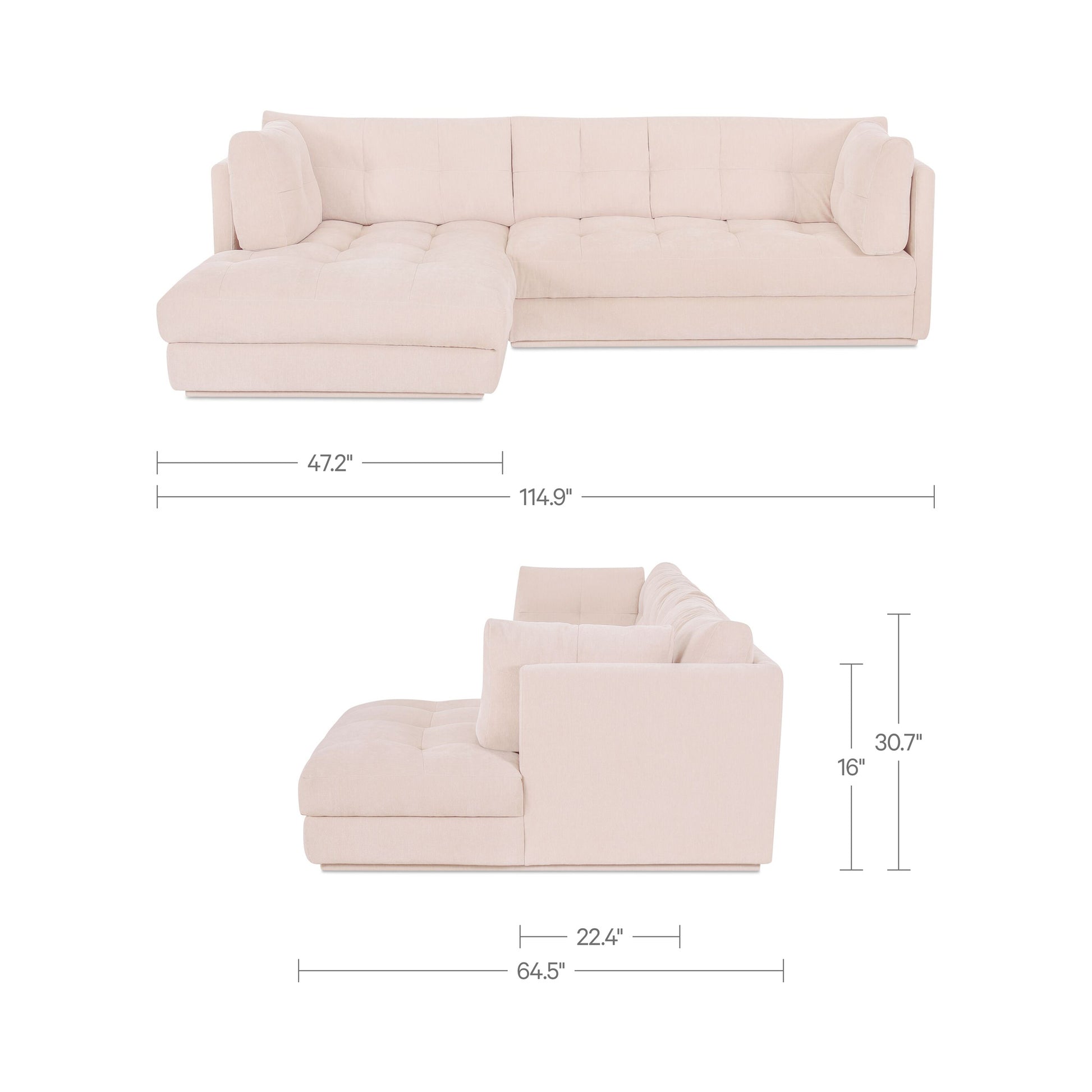 Mischa Sectional Light Beige by Moe's Home Collection - view 3