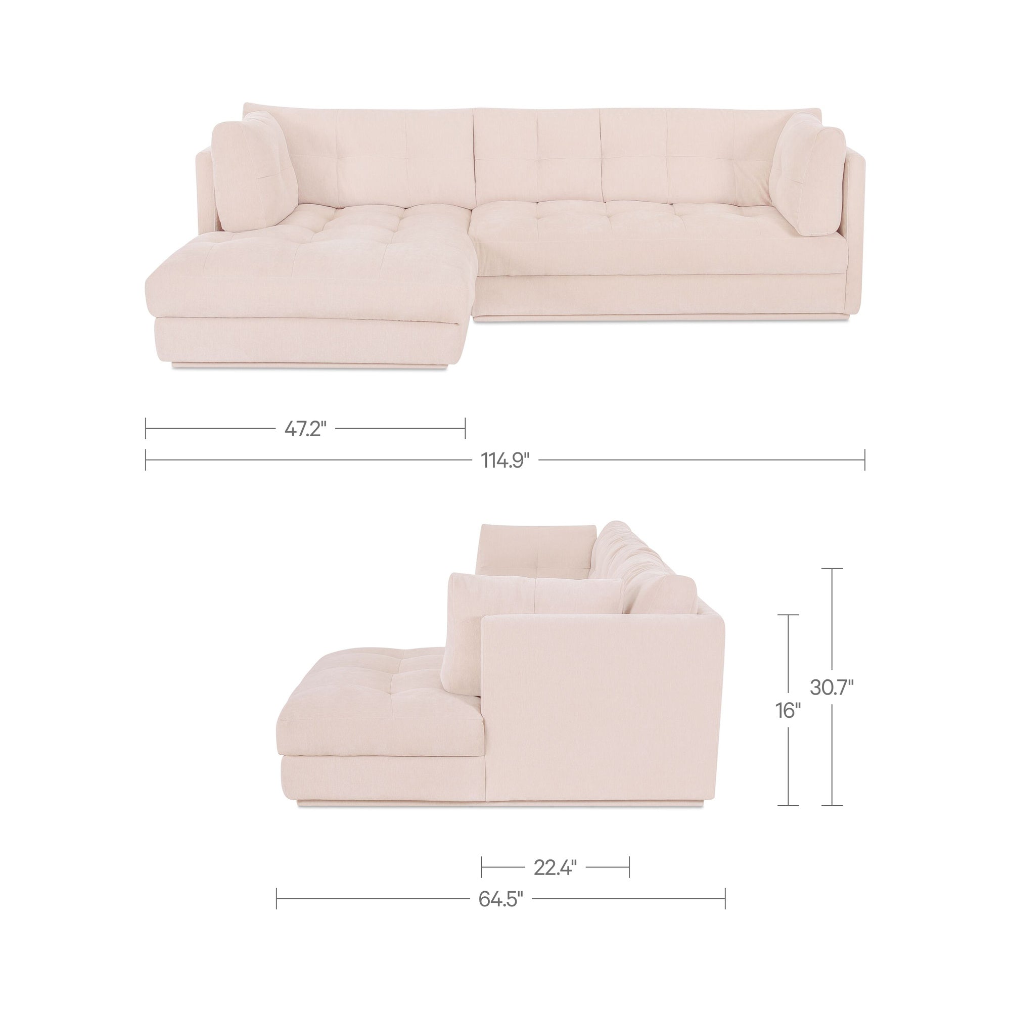 Mischa Sectional Light Beige by Moe's Home Collection - view 3