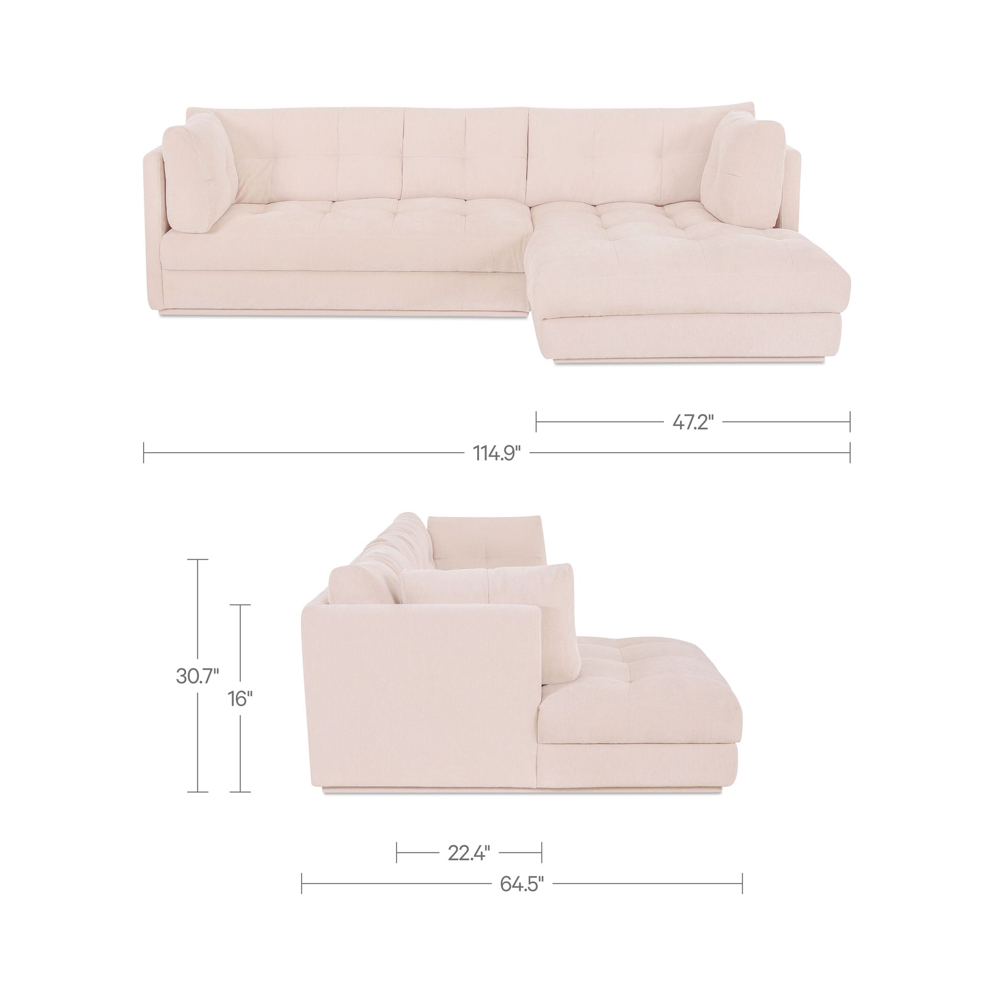 Mischa Sectional Light Beige by Moe's Home Collection - view 3