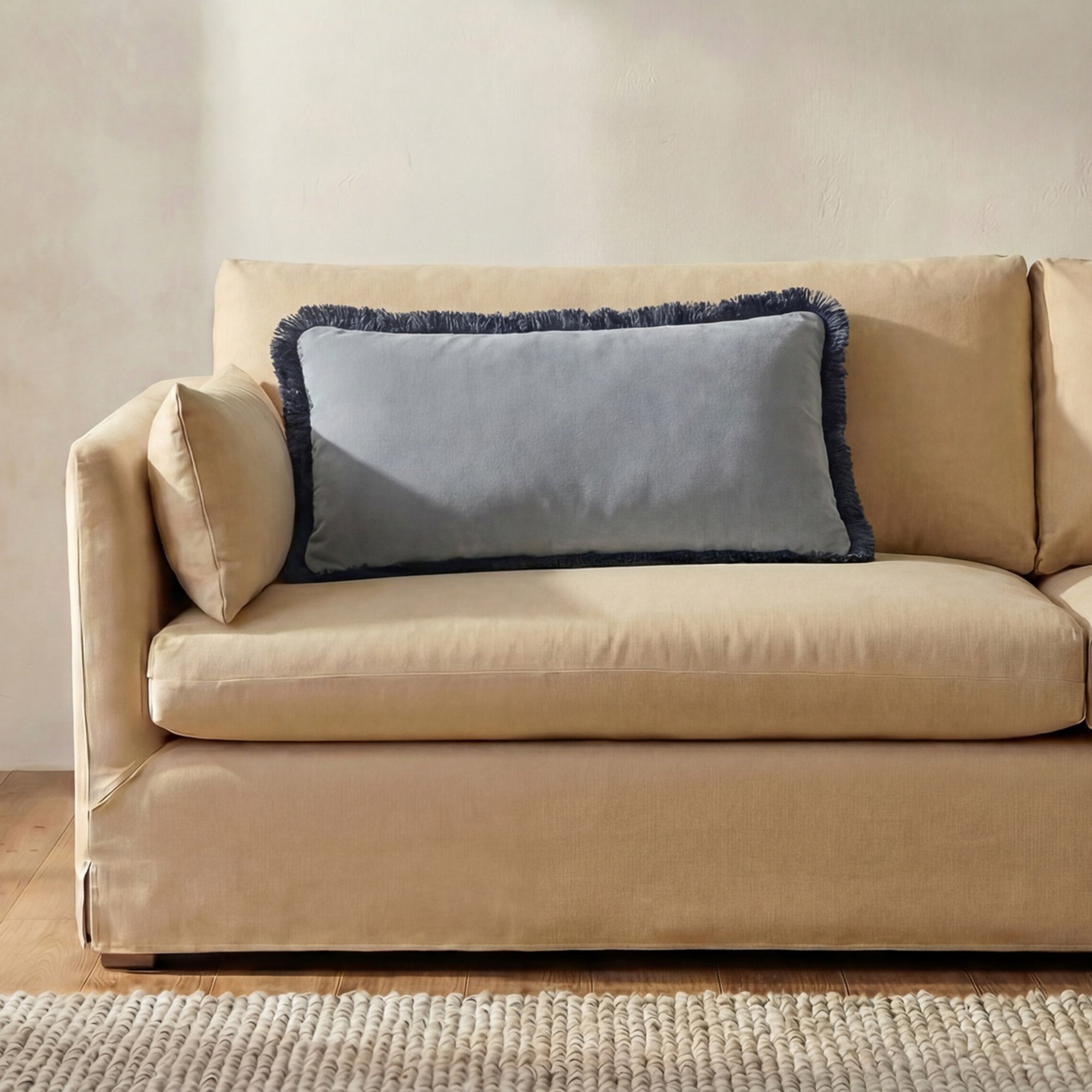 Yasmin Lumbar Cushion Light Blue Faux Mohair by Moe's Home Collection - view 2