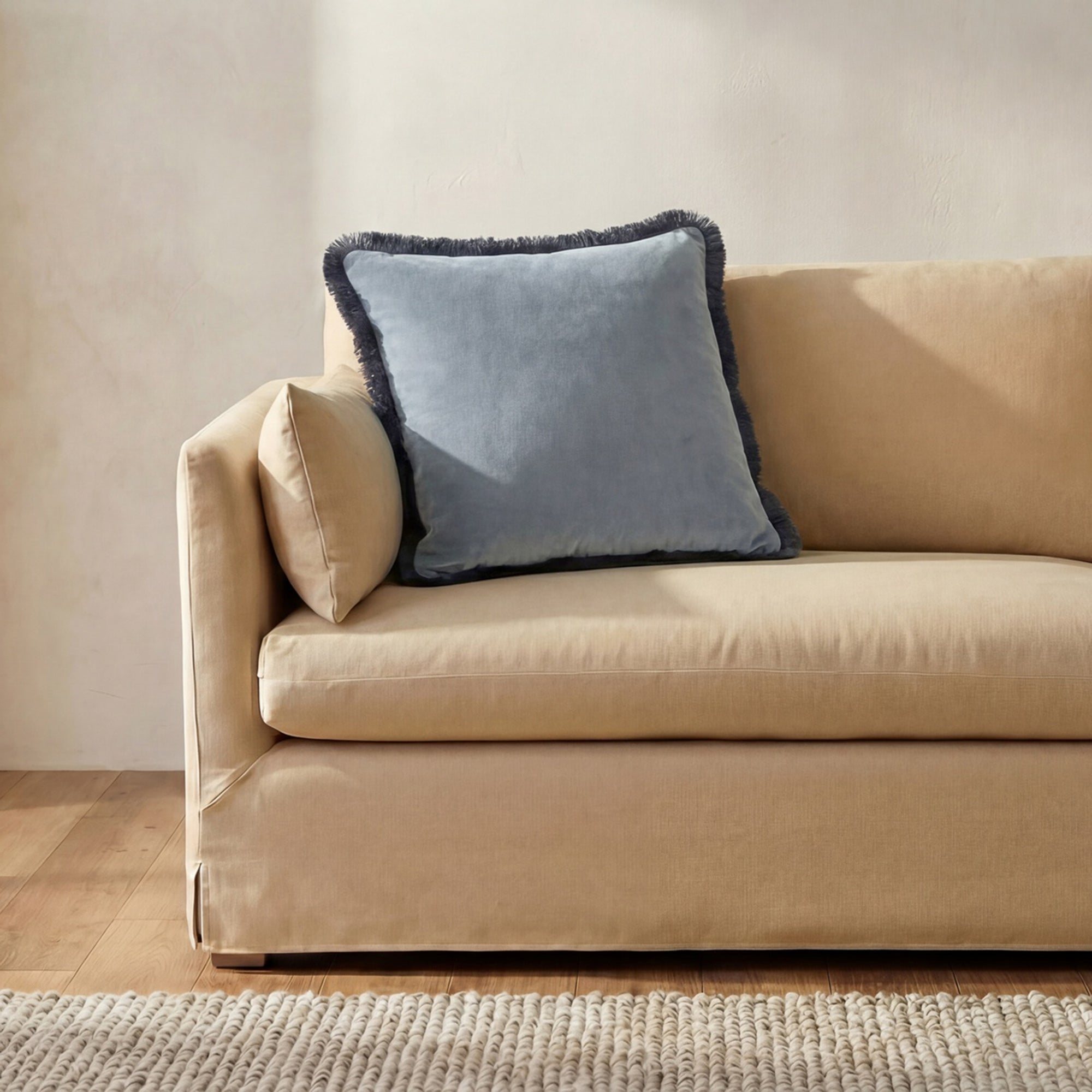 Yasmin Square Cushion Light Blue Faux Mohair by Moe's Home Collection - view 2