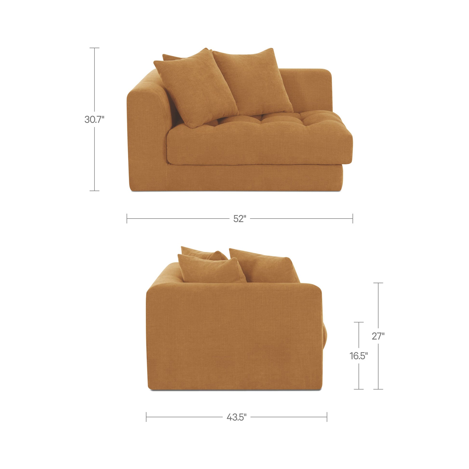 Davie Left Arm Facing Chair Golden Yellow by Moe's Home Collection - view 6