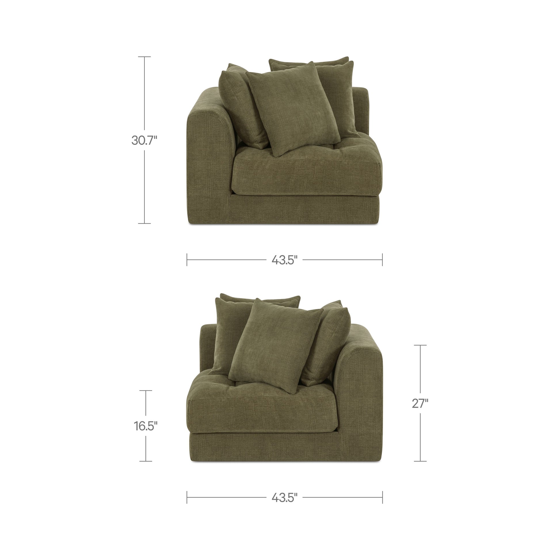 Davie Corner Chair Olive by Moe's Home Collection - view 3