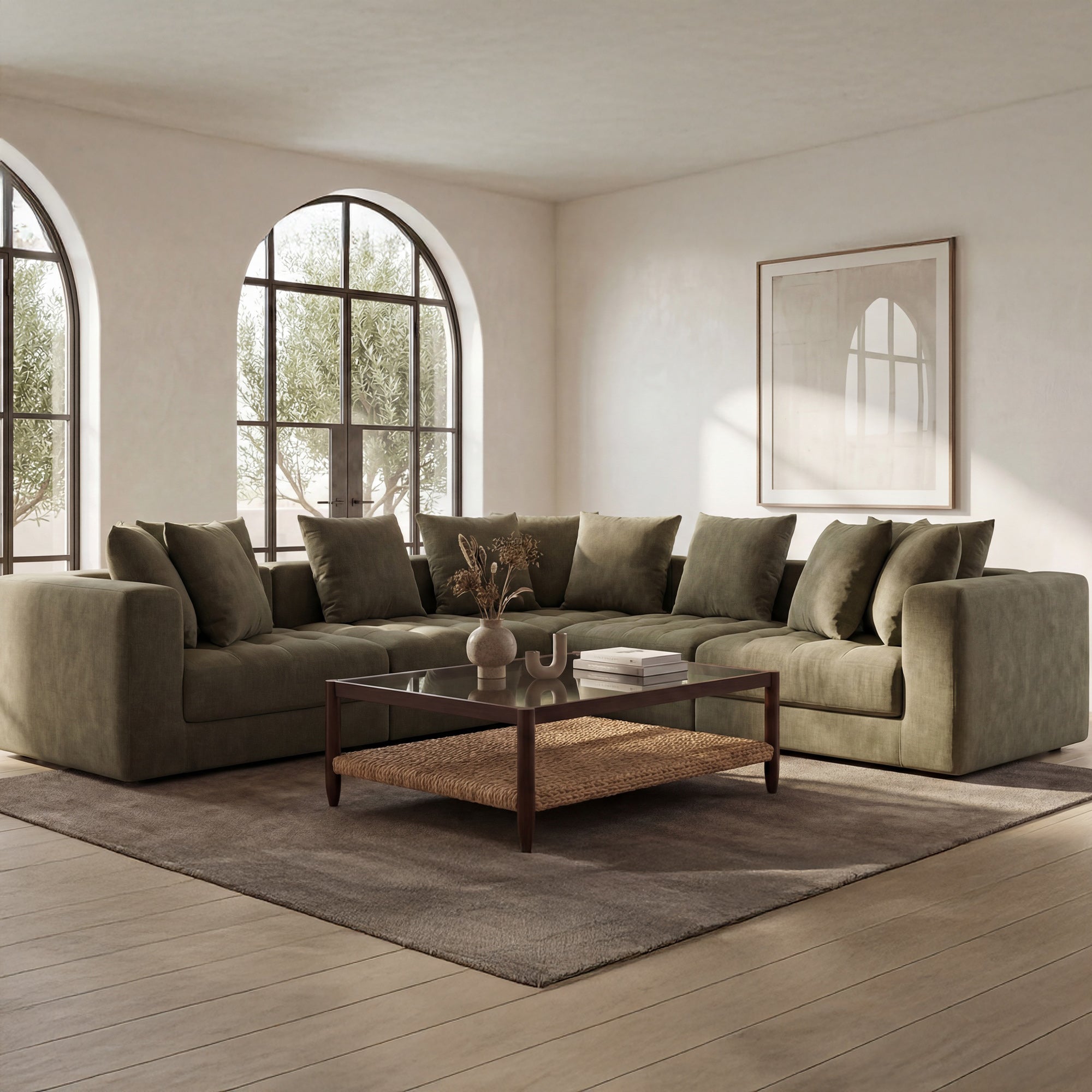 Davie Classic L Modular Sectional Olive by Moe's Home Collection - view 2