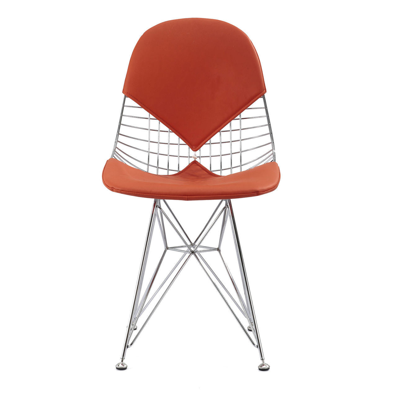Orange Vegan Leather M245 Modern Wire Chair