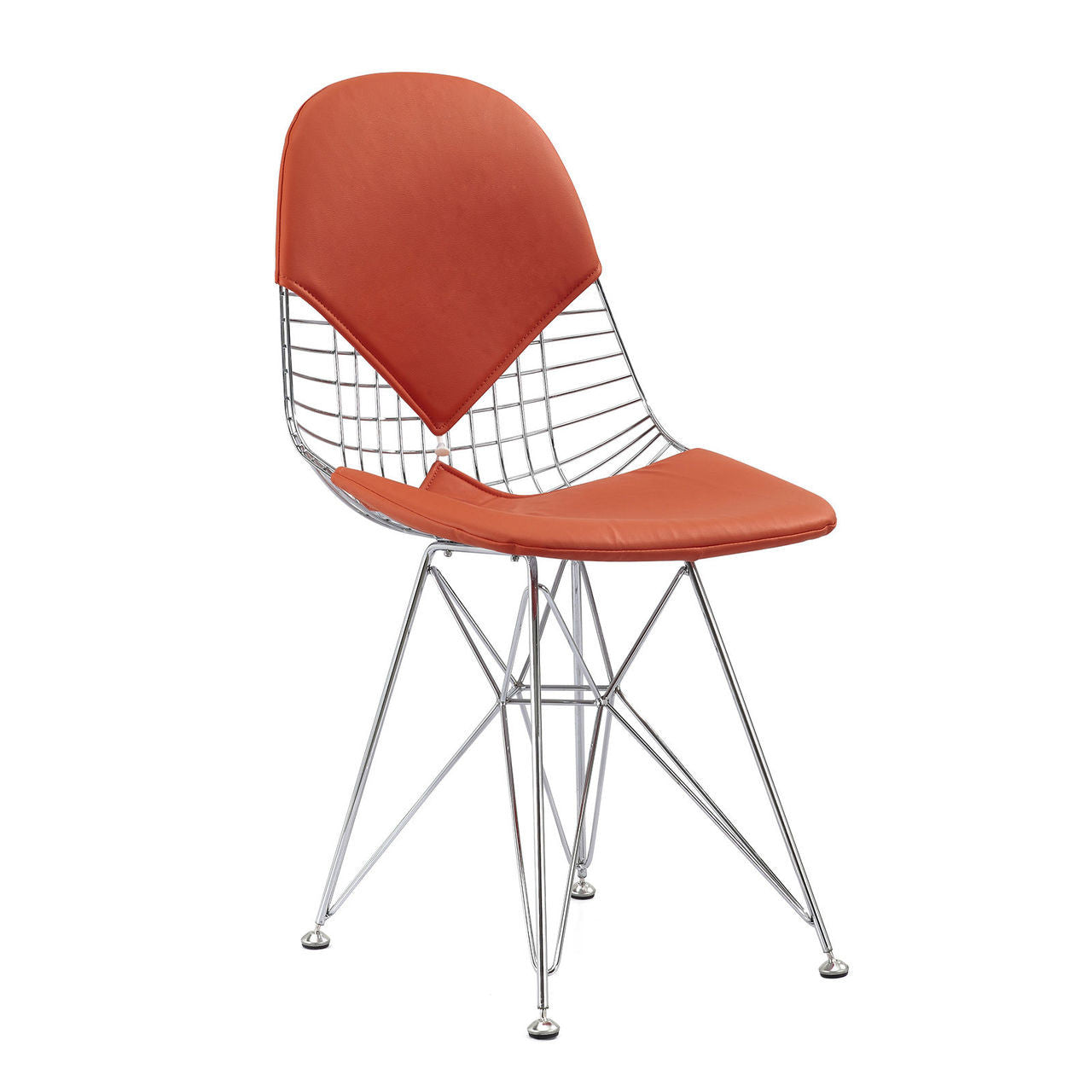 Orange Vegan Leather M245 Modern Wire Chair