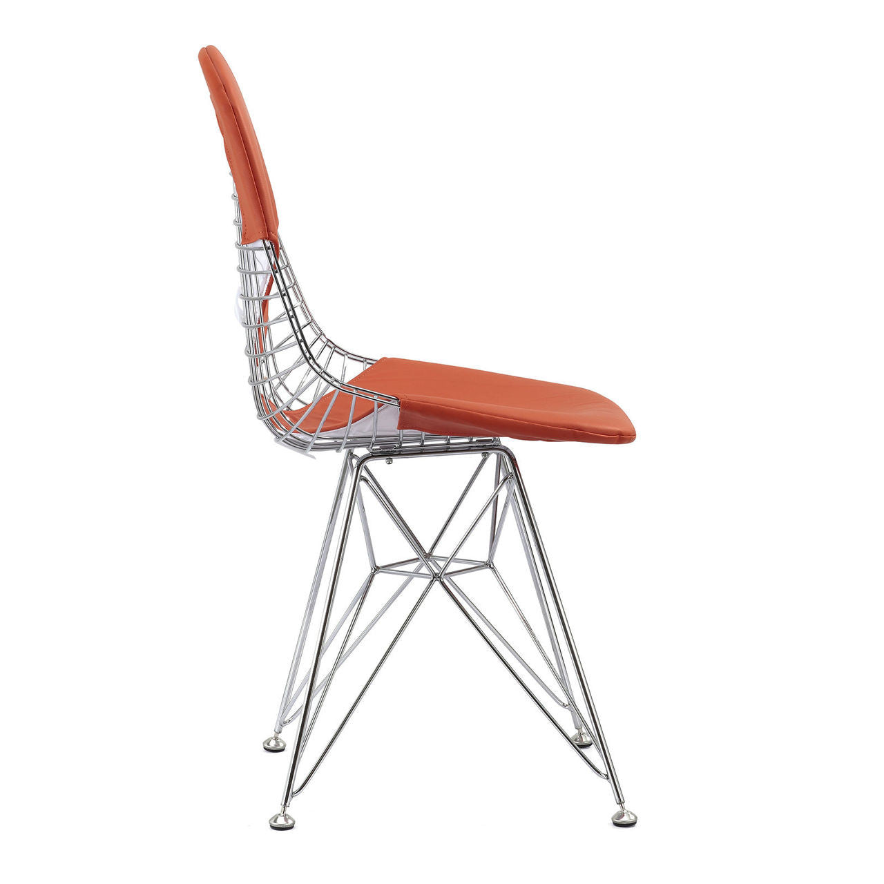 Orange Vegan Leather M245 Modern Wire Eiffel Chair