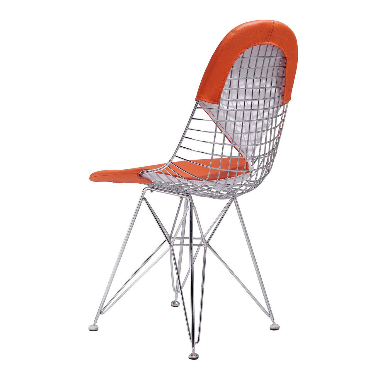 Orange Vegan Leather M245 wire dining chair