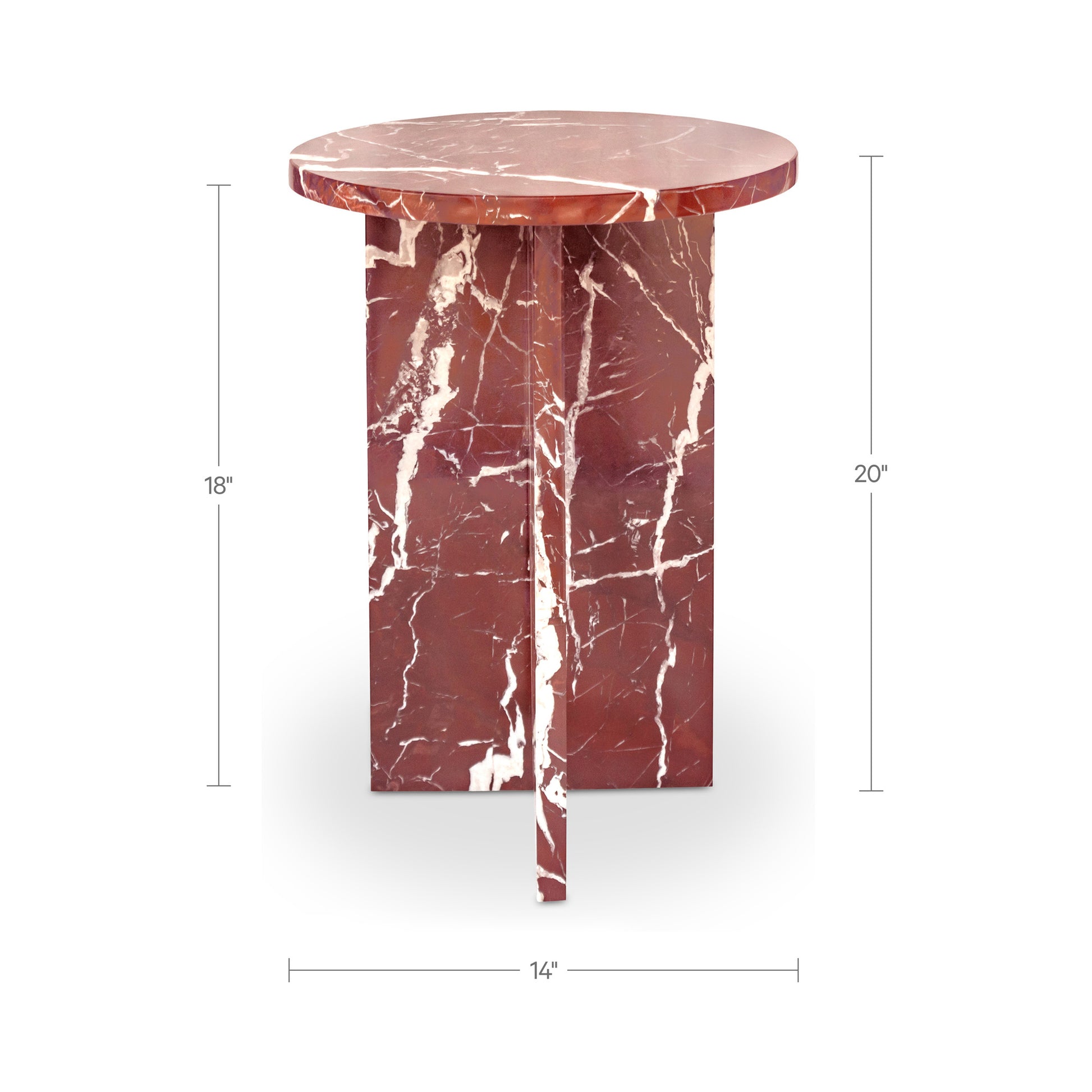 Grace Accent Table Rosso Levante Marble by Moe's Home Collection - view 6