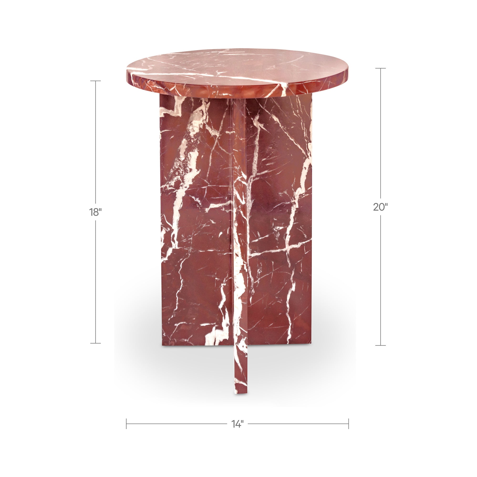 Grace Accent Table Rosso Levante Marble by Moe's Home Collection - view 6