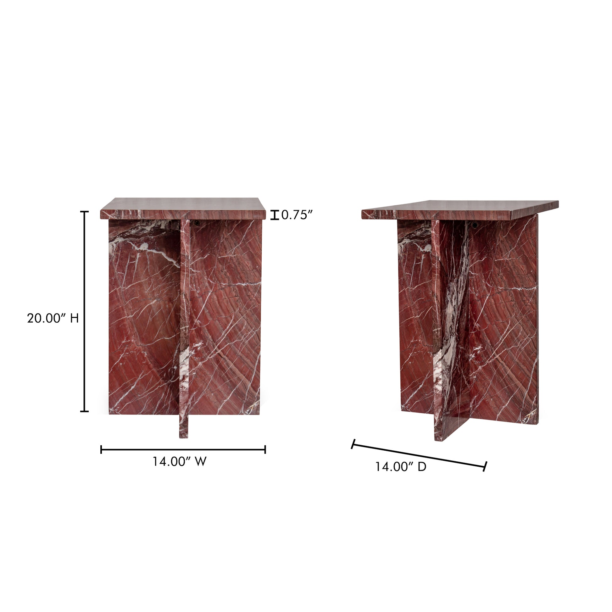 Blair Accent Table Rosso Levanto Marble by Moe's Home Collection - view 3